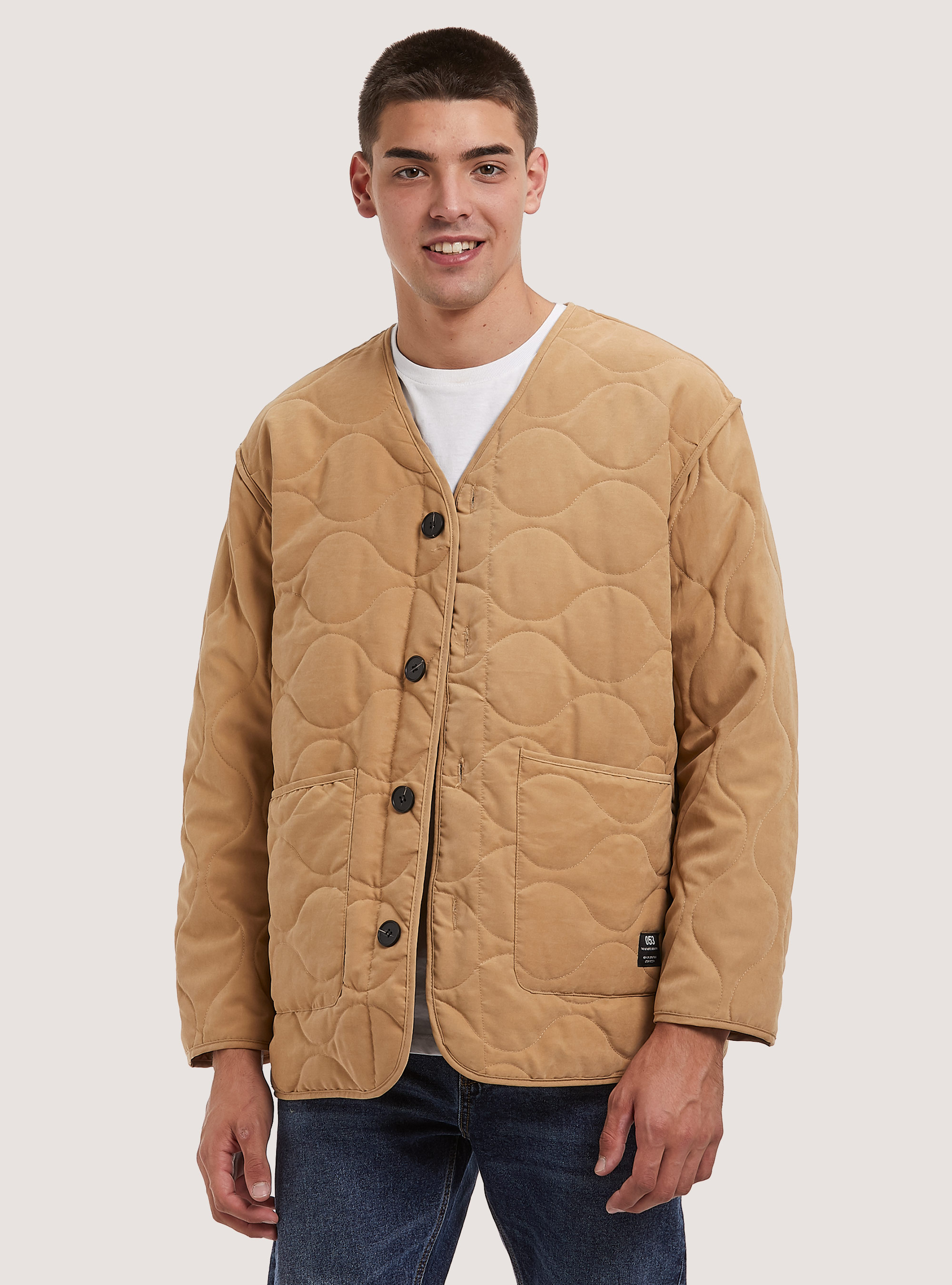 Quilted jacket with recycled padding