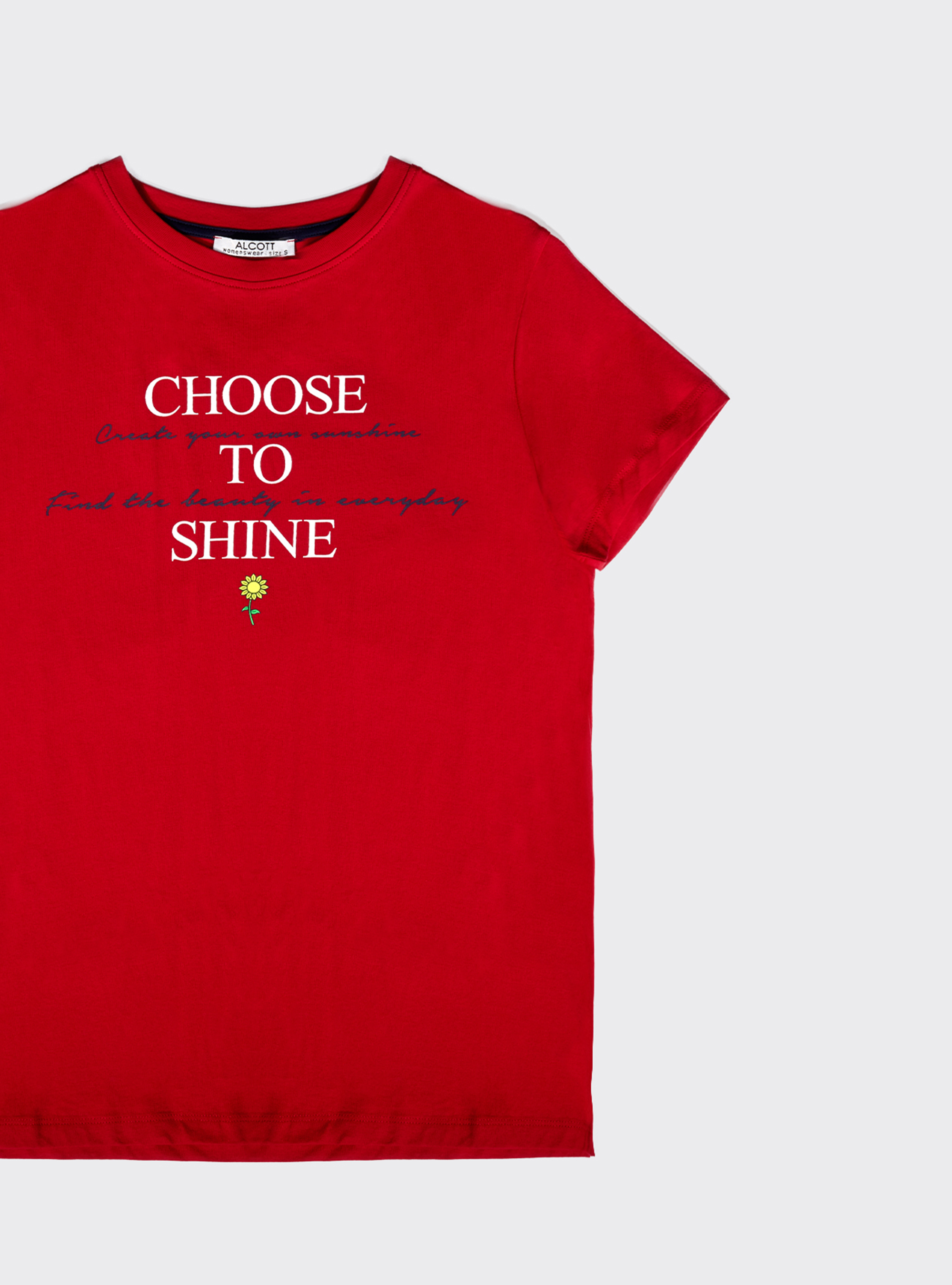 T-shirt cuello redondo impresa, ROJO