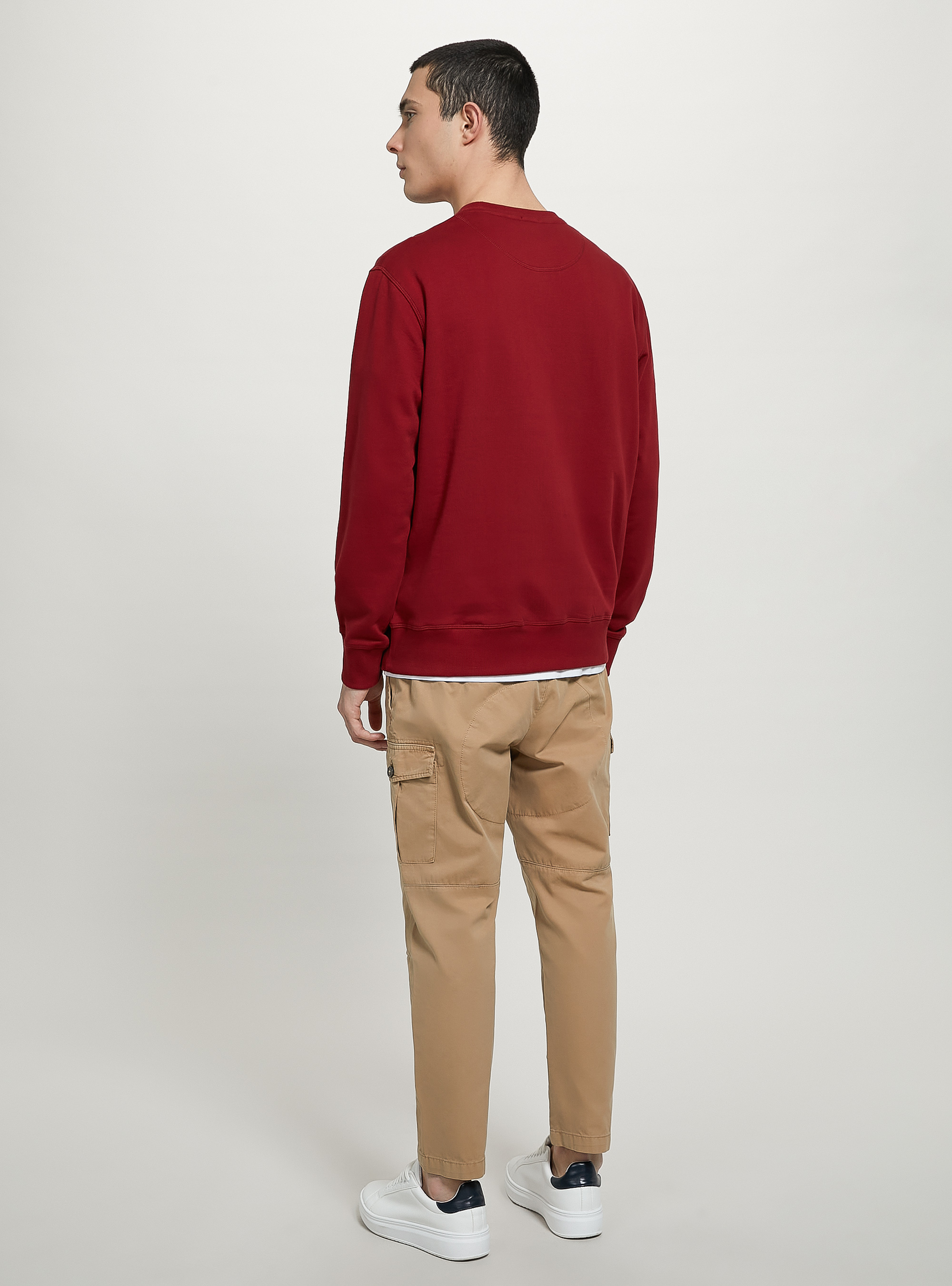 Felpa girocollo tinta unita, BO2 BORDEAUX MEDIUM