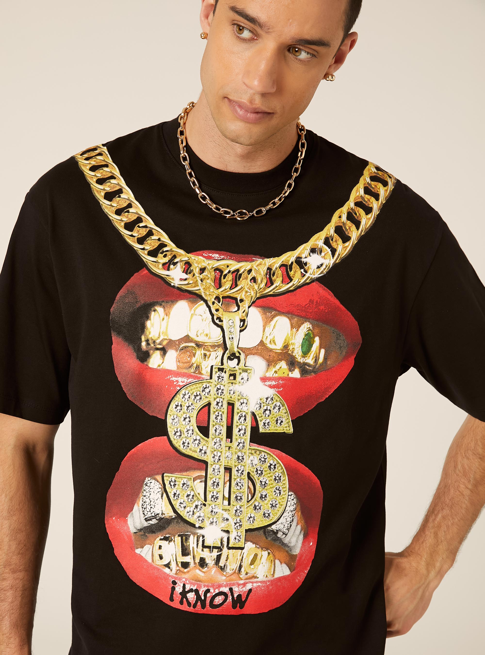 Printed Boxy Fit T-Shirt, BK1 BLACK