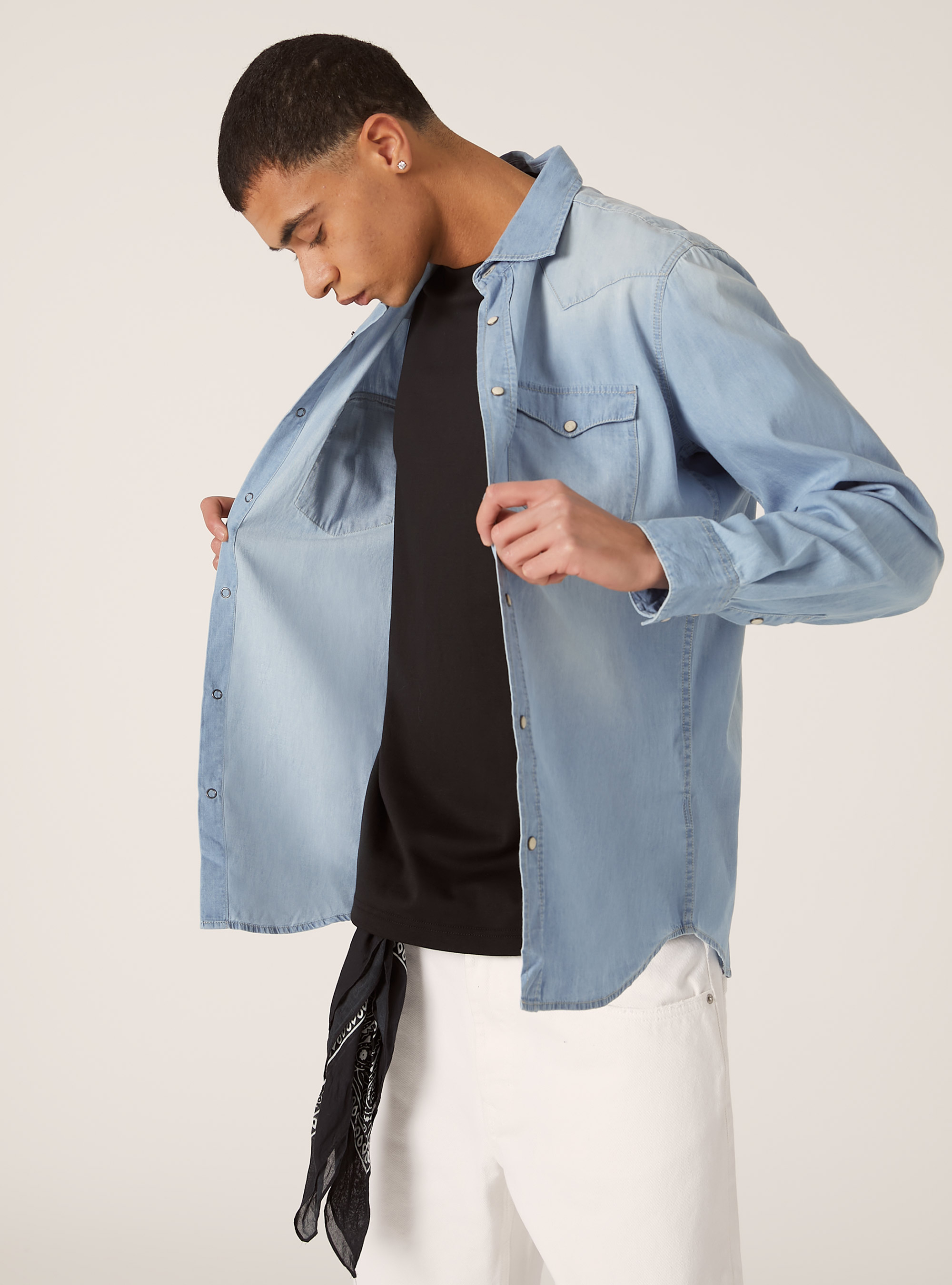 Camicia in denim, D007 LIGHT AZURE