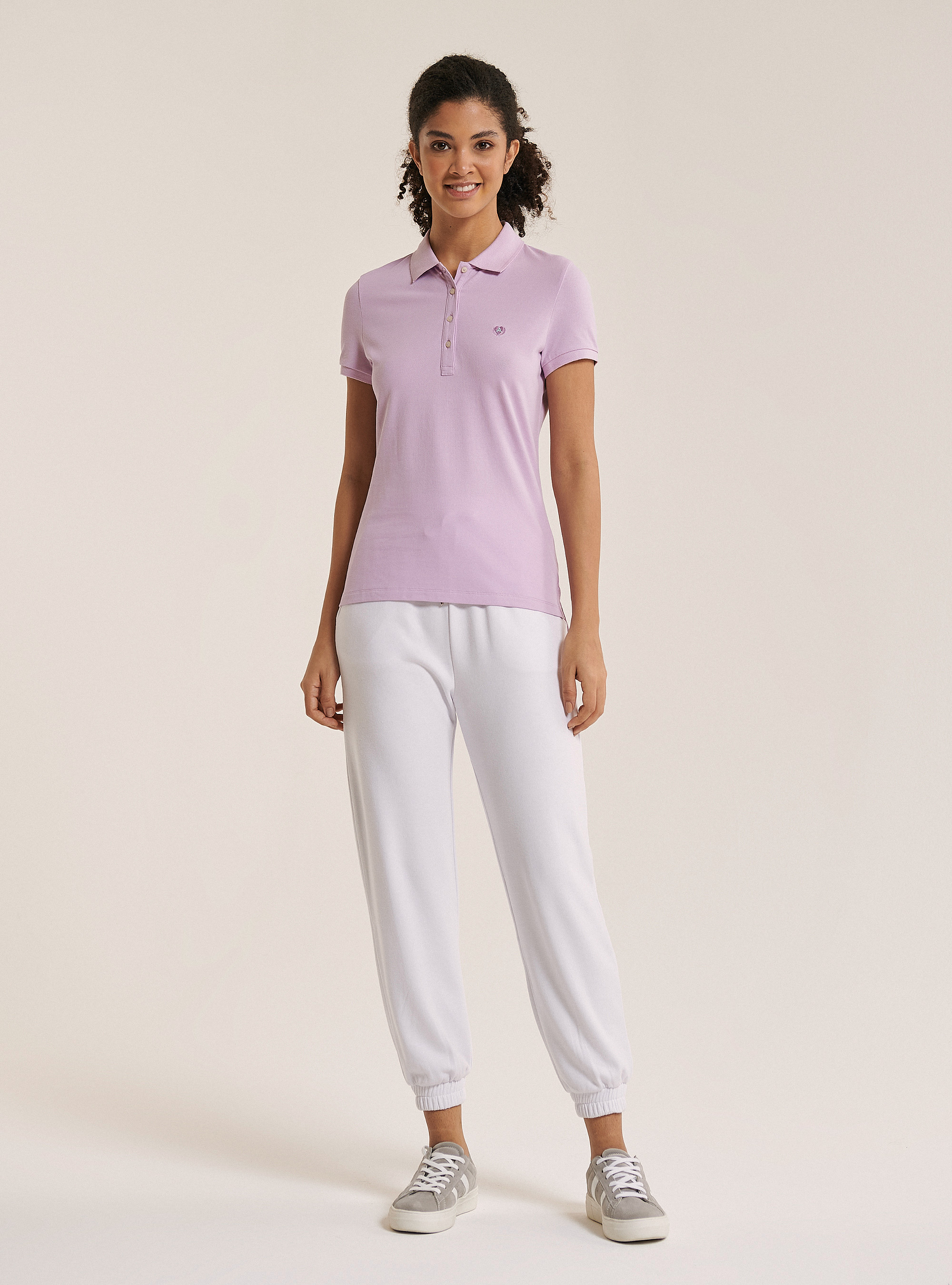 Polo shirt in cotton piquet, C3303 LILLAC