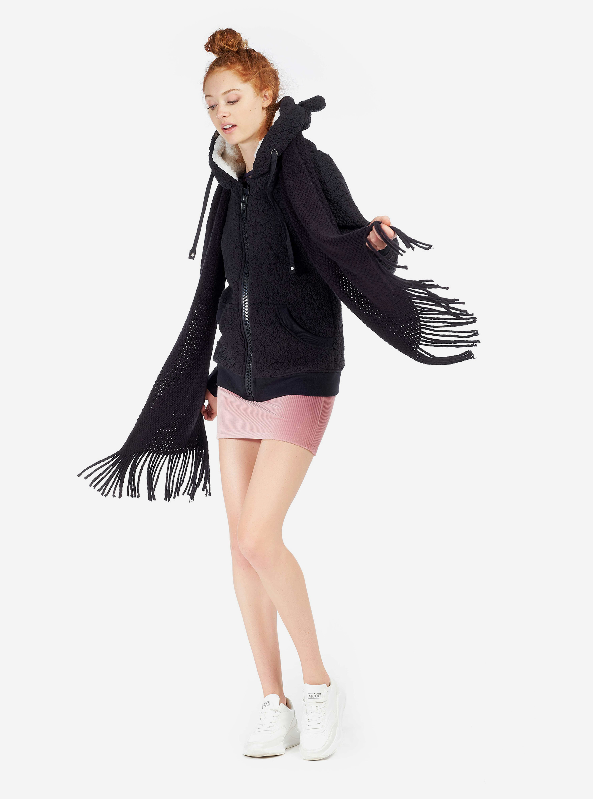 Sweat à capuche avec oreilles en fausse fourrure, C218 BLUE NAVY