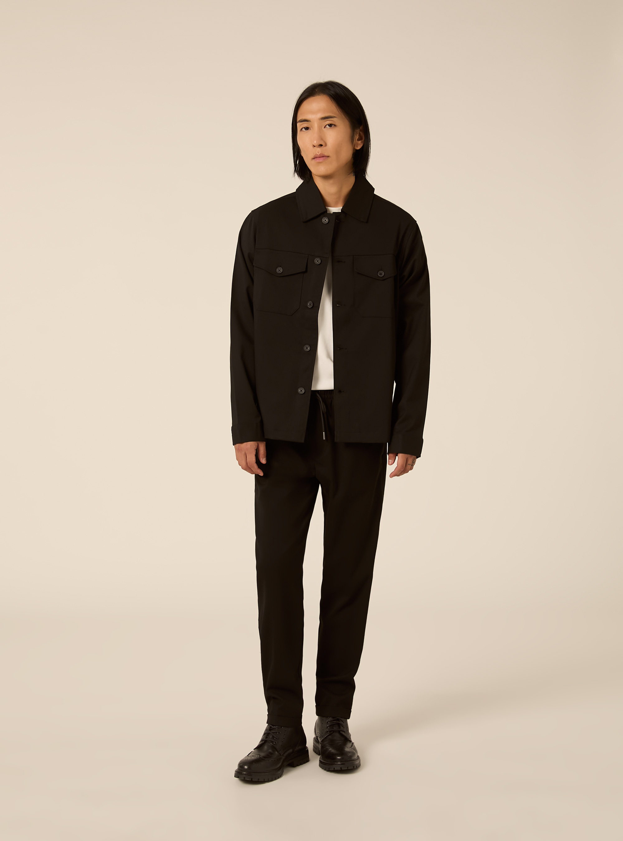 Shirt jacket with patch pockets, BK1 BLACK