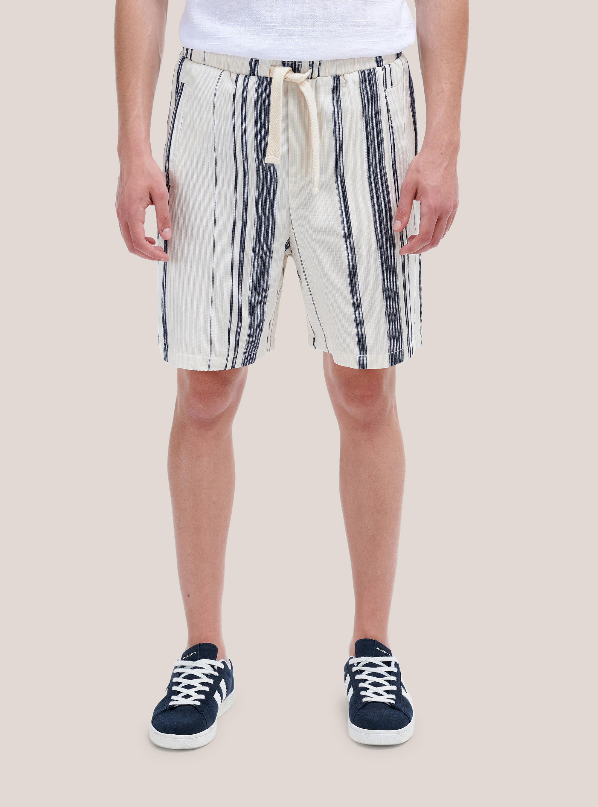 Striped bermuda short, BLUE NAVY