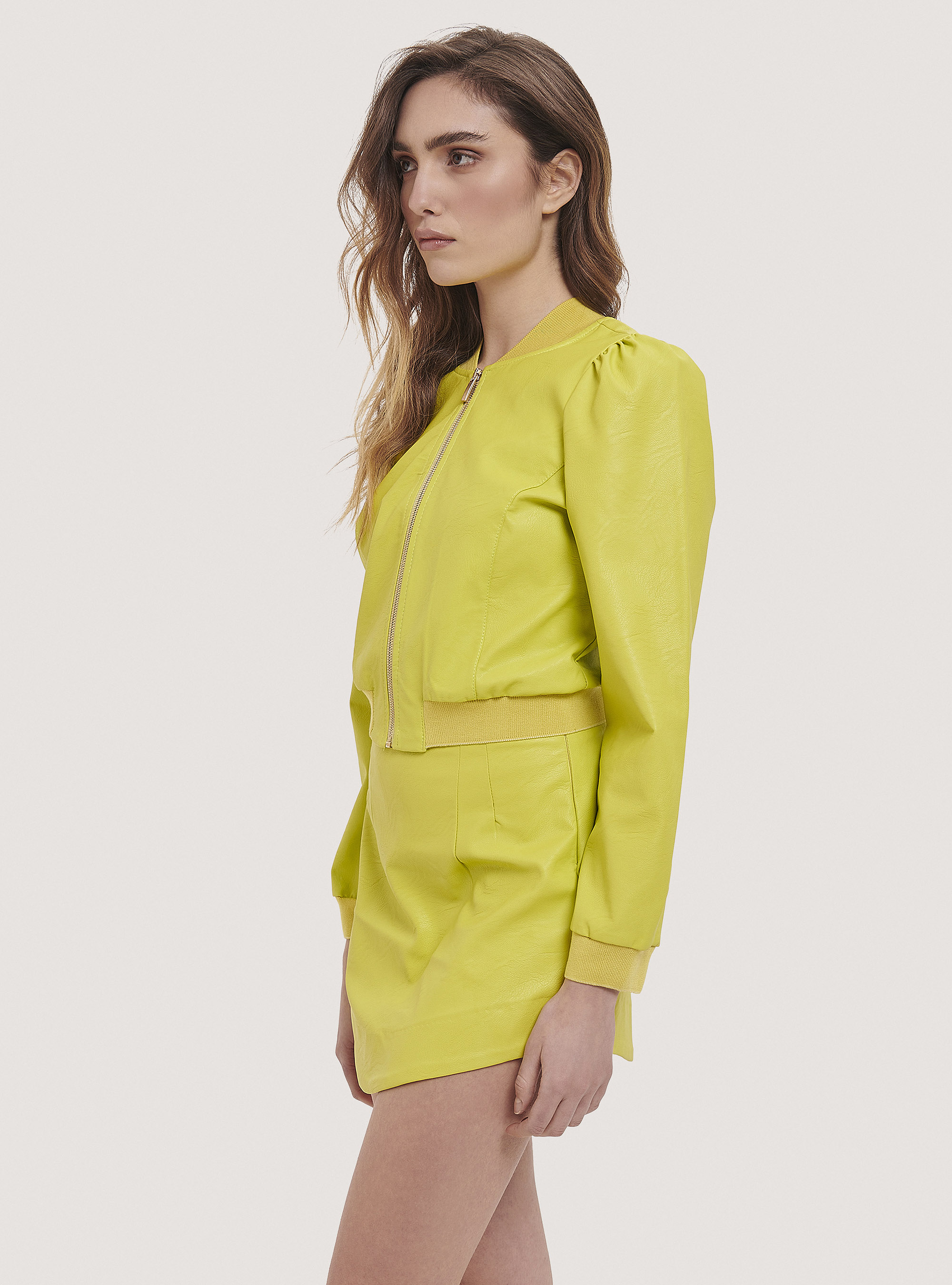 Faux leather bomber jacket, C7752 LIME