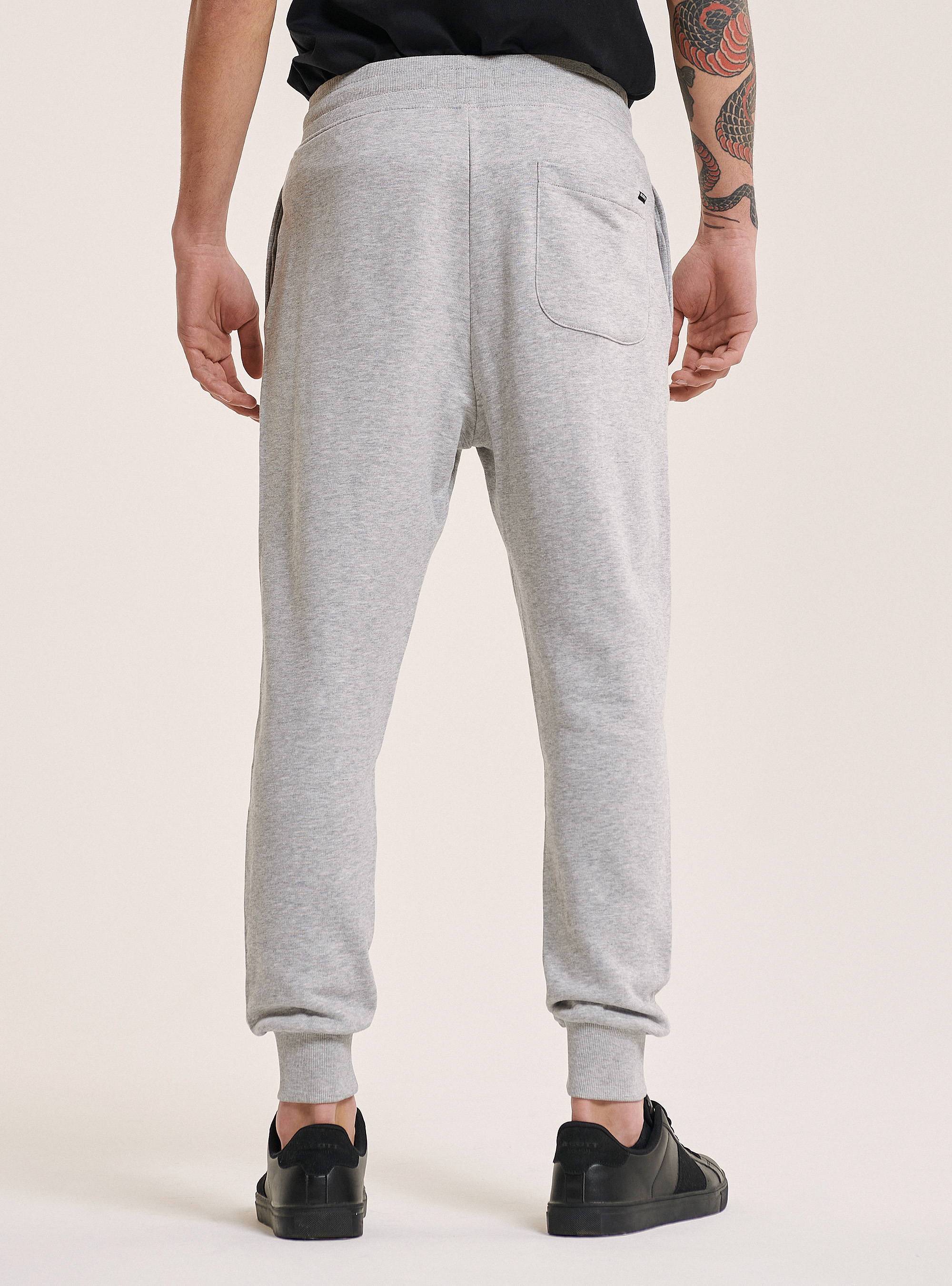 Pantaloni jogger con ricamo logo in cotone, GRIGIO CHIARO MELANGE