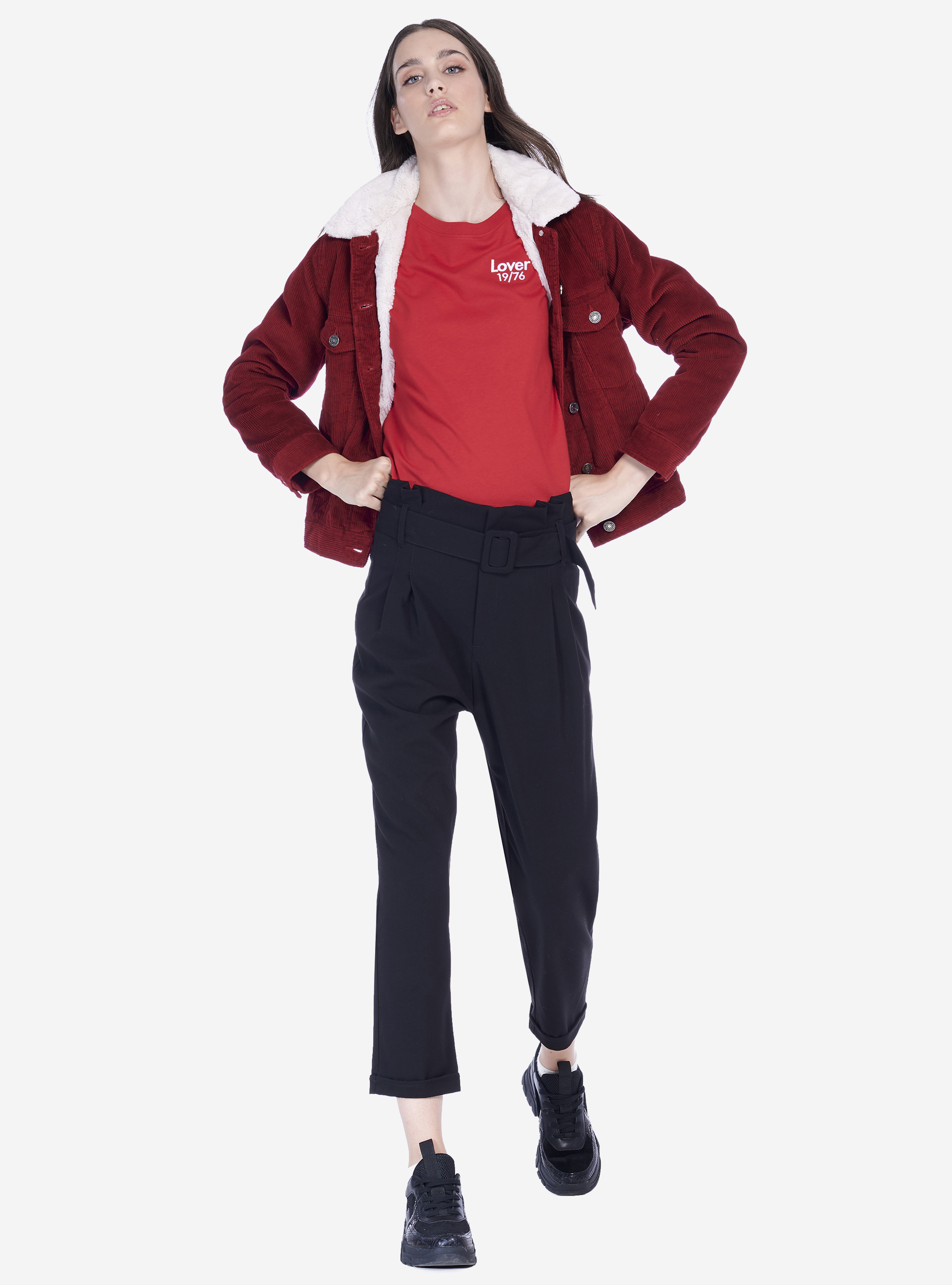 CROPPED SHIRT WITH WRITING, RED