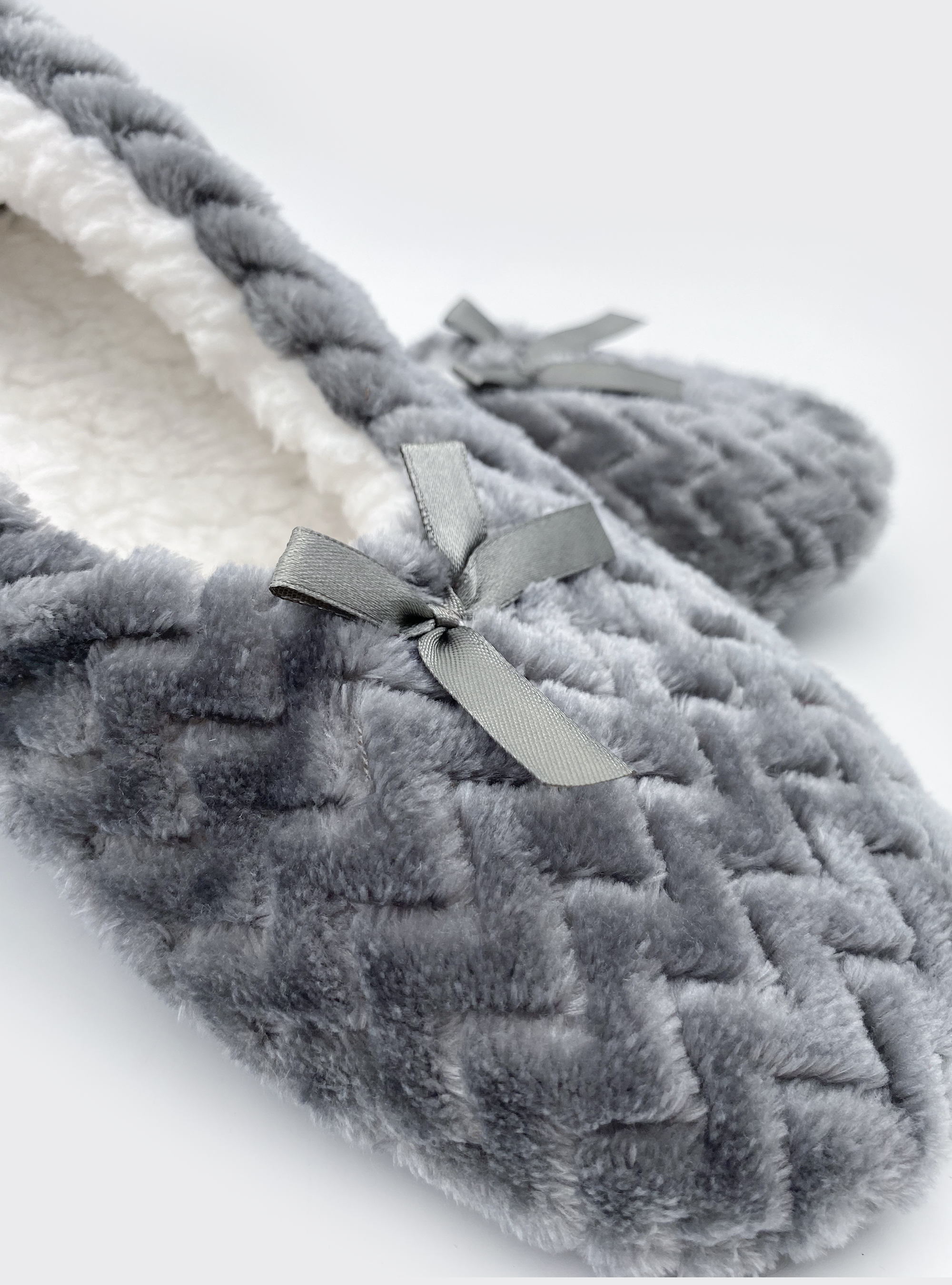 Pantofole con fiocco, GRIGIO CHIARO MELANGE
