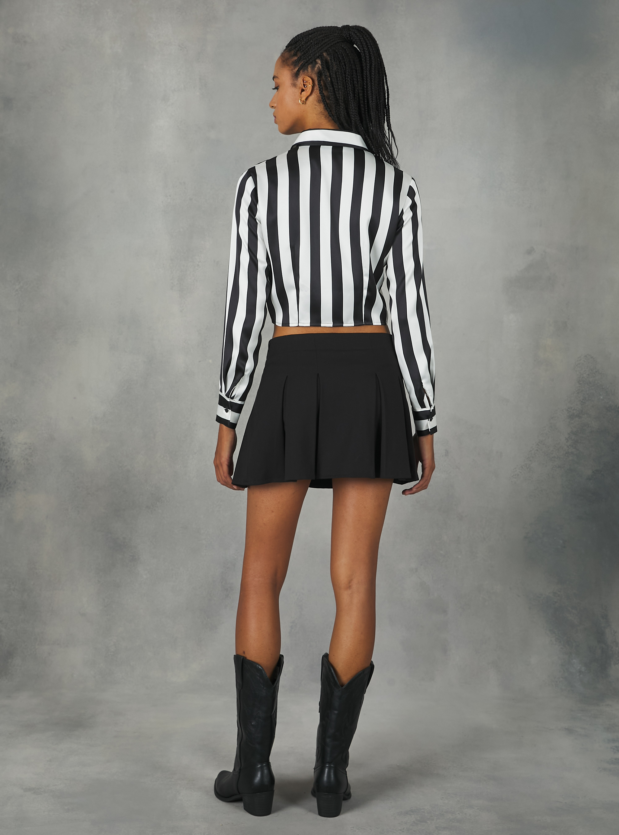 Camicia satin a righe con pince, MULTICOLORE