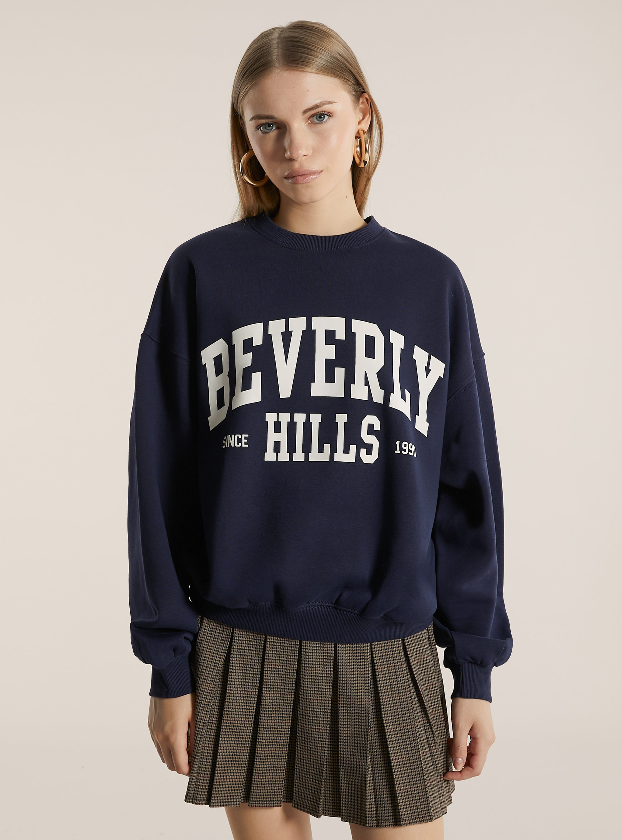 Oversized sweatshirt with print, NA2 NAVY MEDIUM