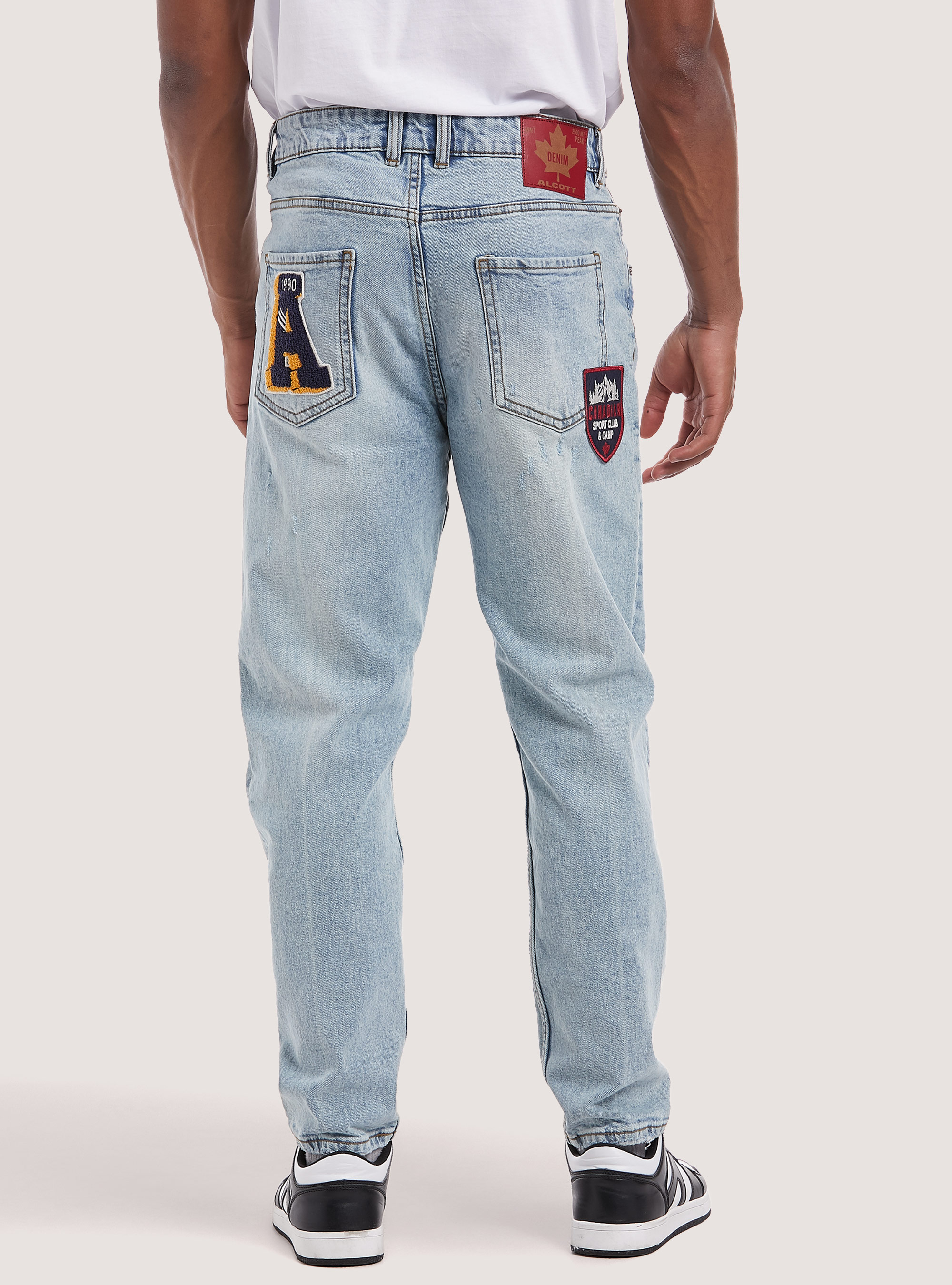 Loose-fit jeans with patches, D006 AZURE