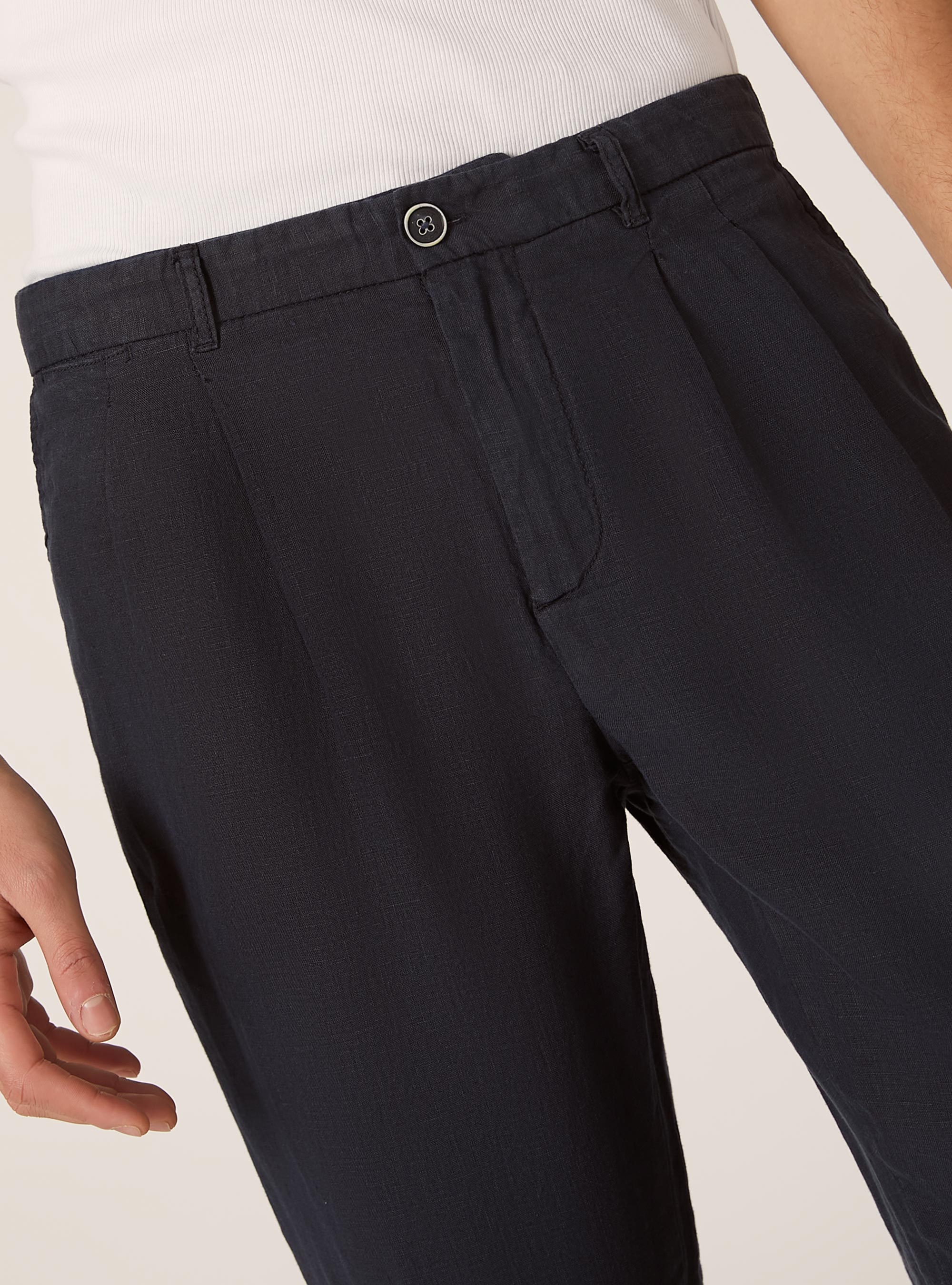 Pure linen chinos, NA1 NAVY DARK