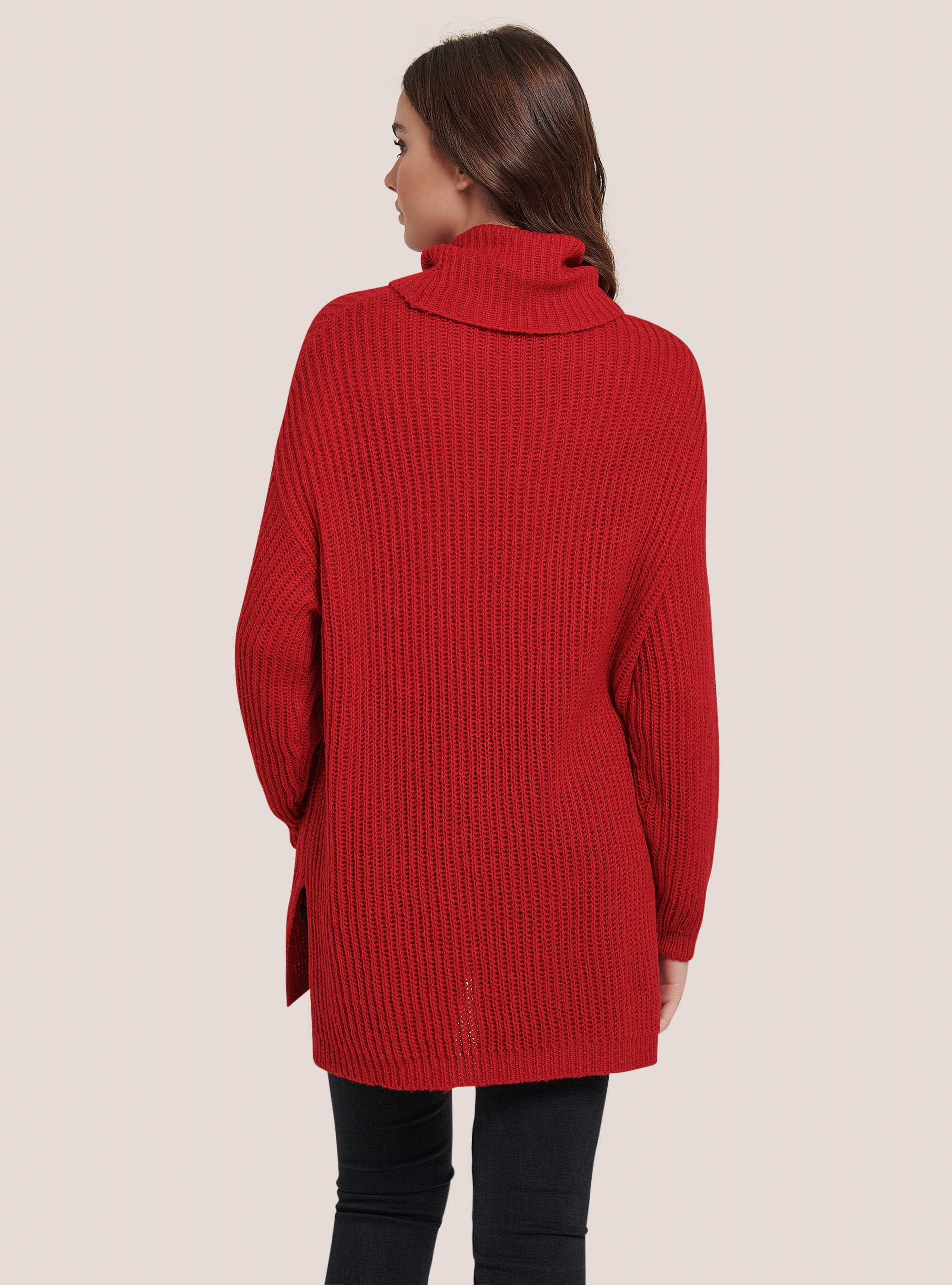 Rollkragenpullover in Übergröße, C4498 RED