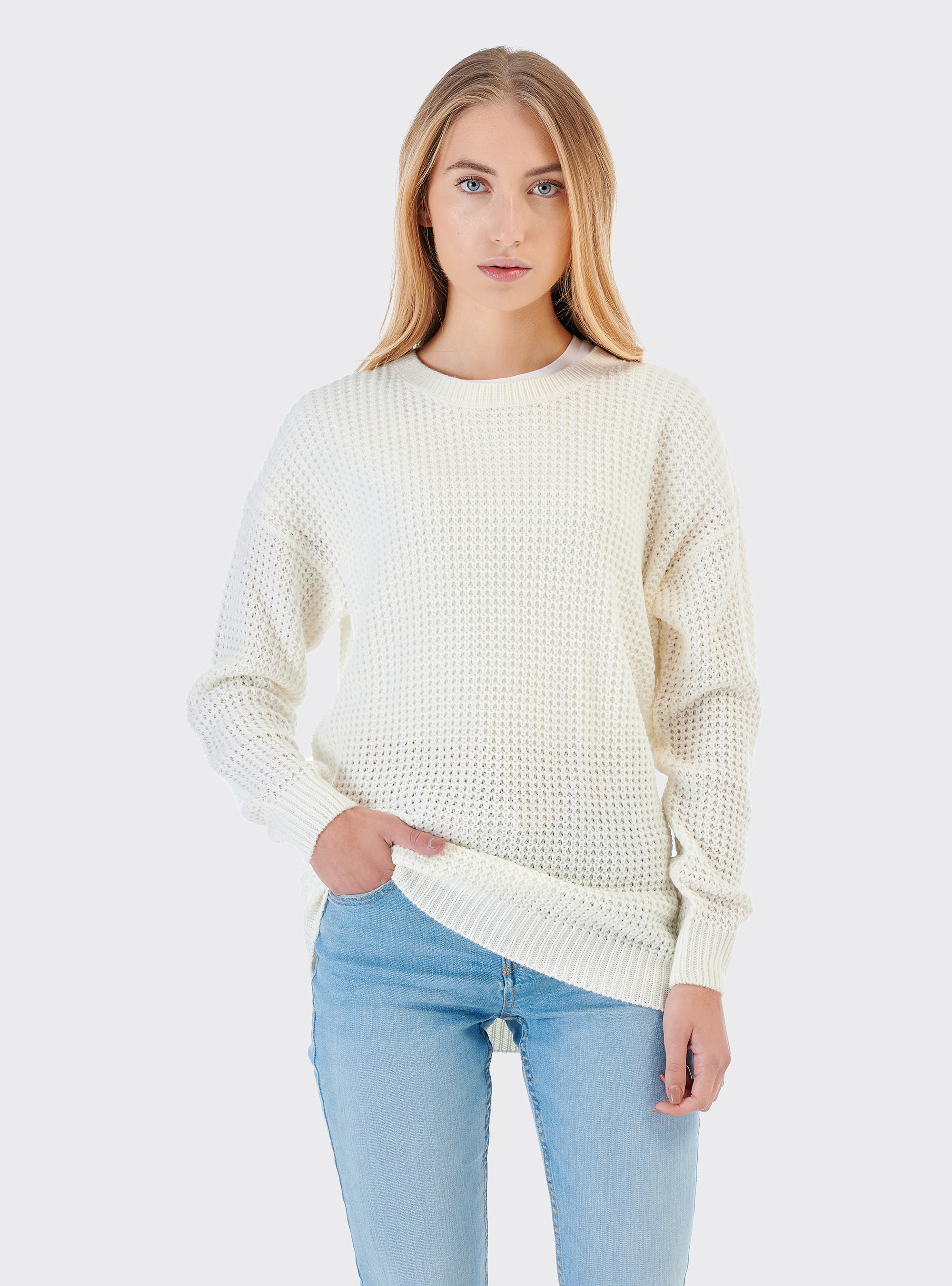 Oversized pullover, WHITE