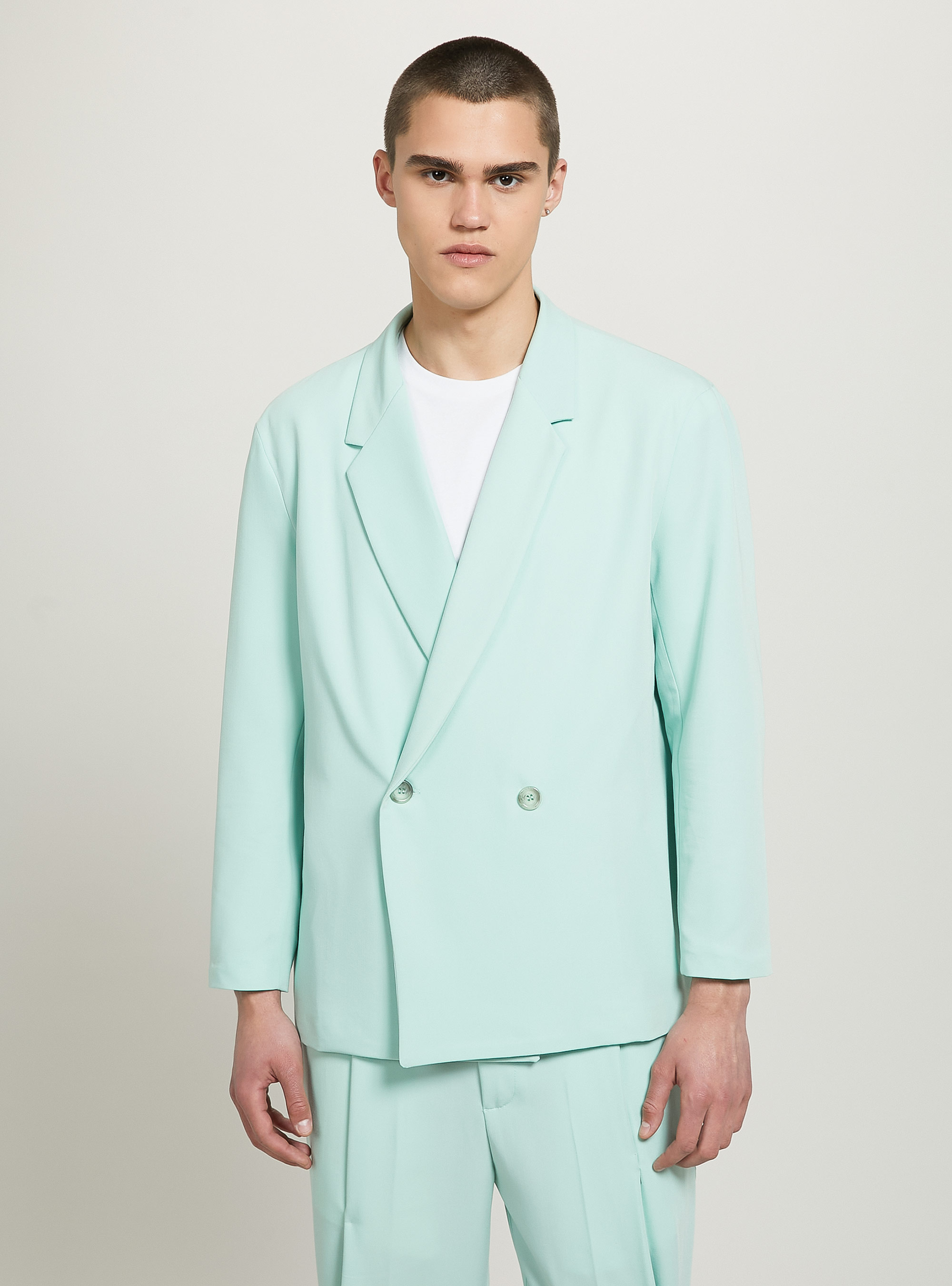 Giacca doppio petto regular fit, GA1 AQUA GREEN DARK