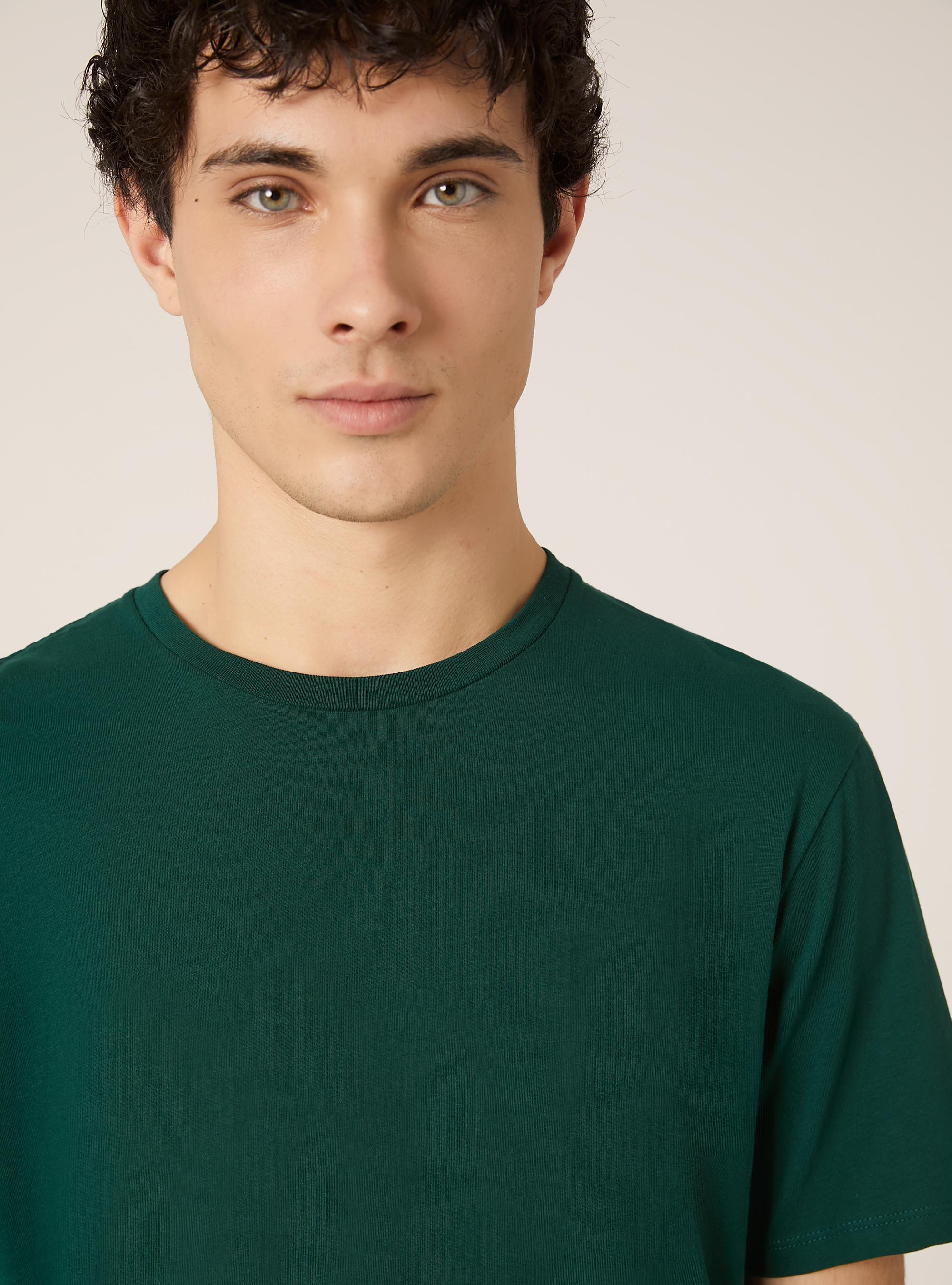Cotton crew neck t-shirt, GN1 GREEN DARK