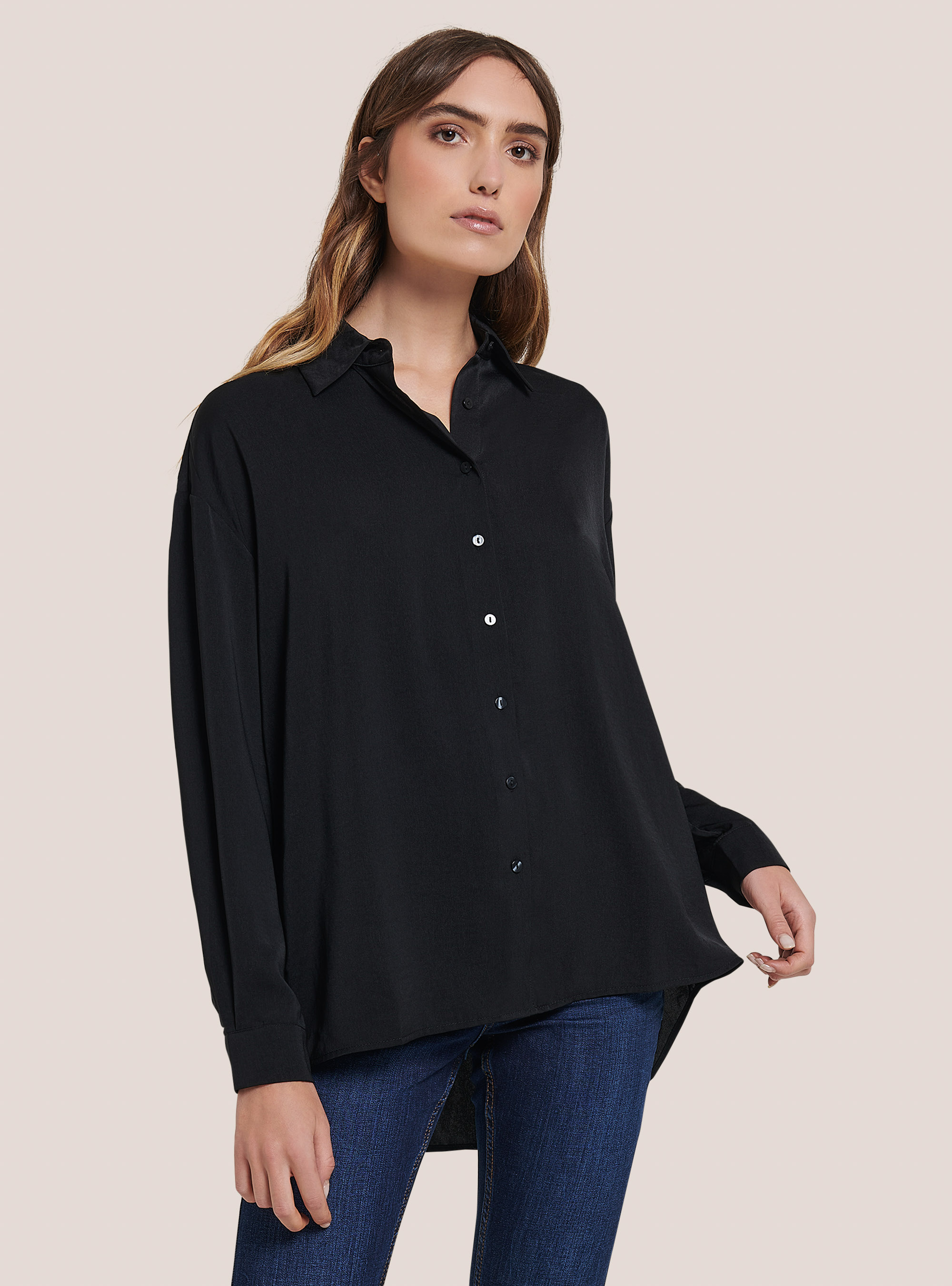 Satinhemd, C101 BLACK