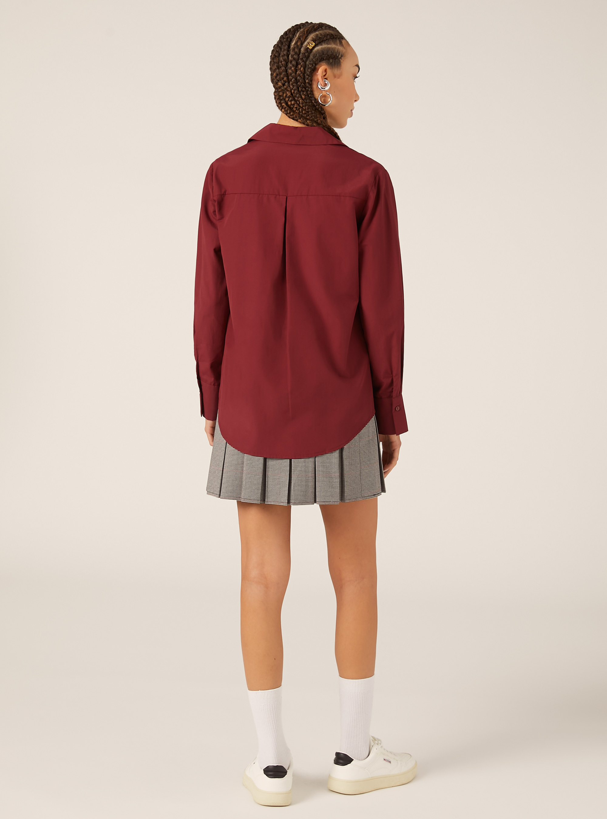 Basic poplin shirt, BO1 BORDEAUX DARK