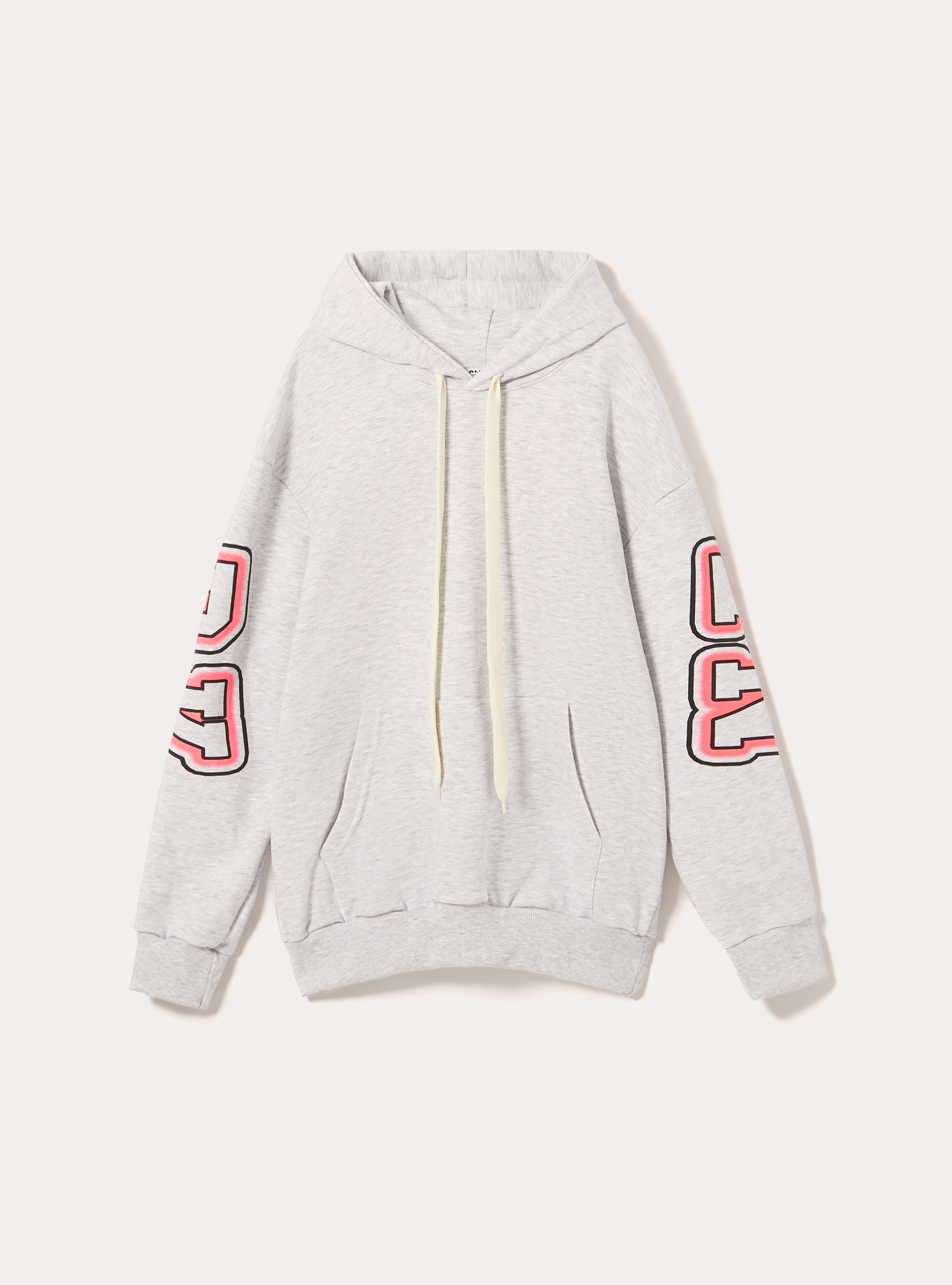 Printed hooded sweatshirt, MGY3 GREY MEL LIGHT