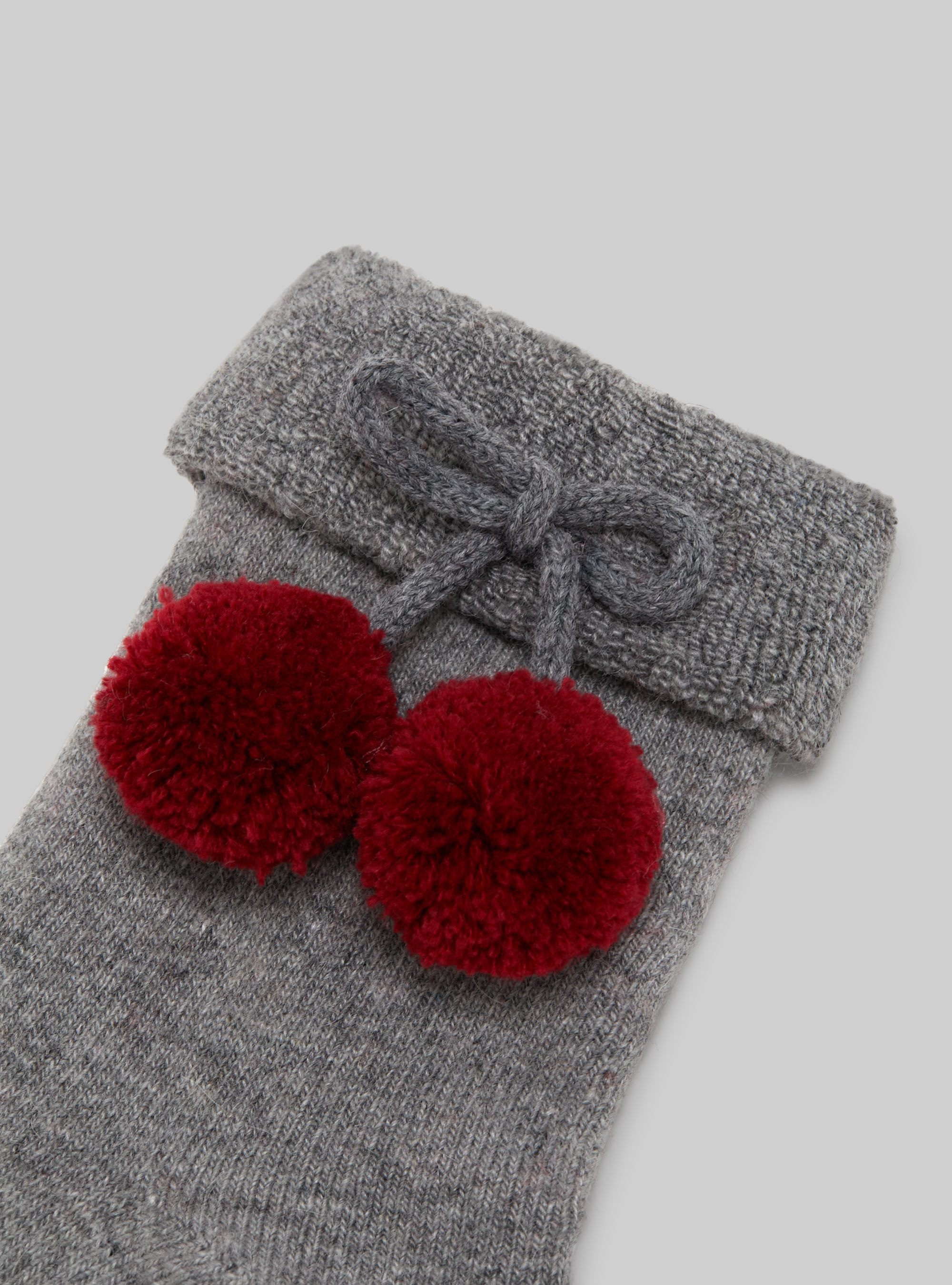 Slip-on socks with pom-poms, GY1 GREY DARK