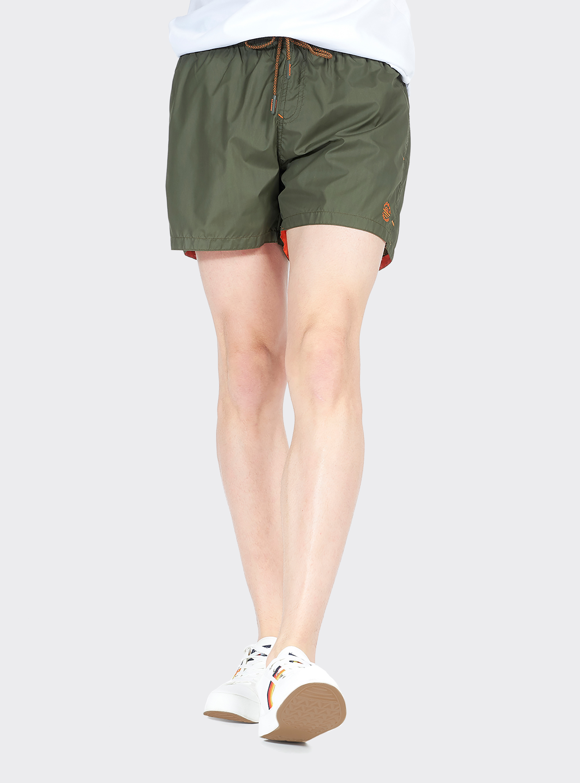 Costume con logo ricamato e cordino a contrasto, CAQUI