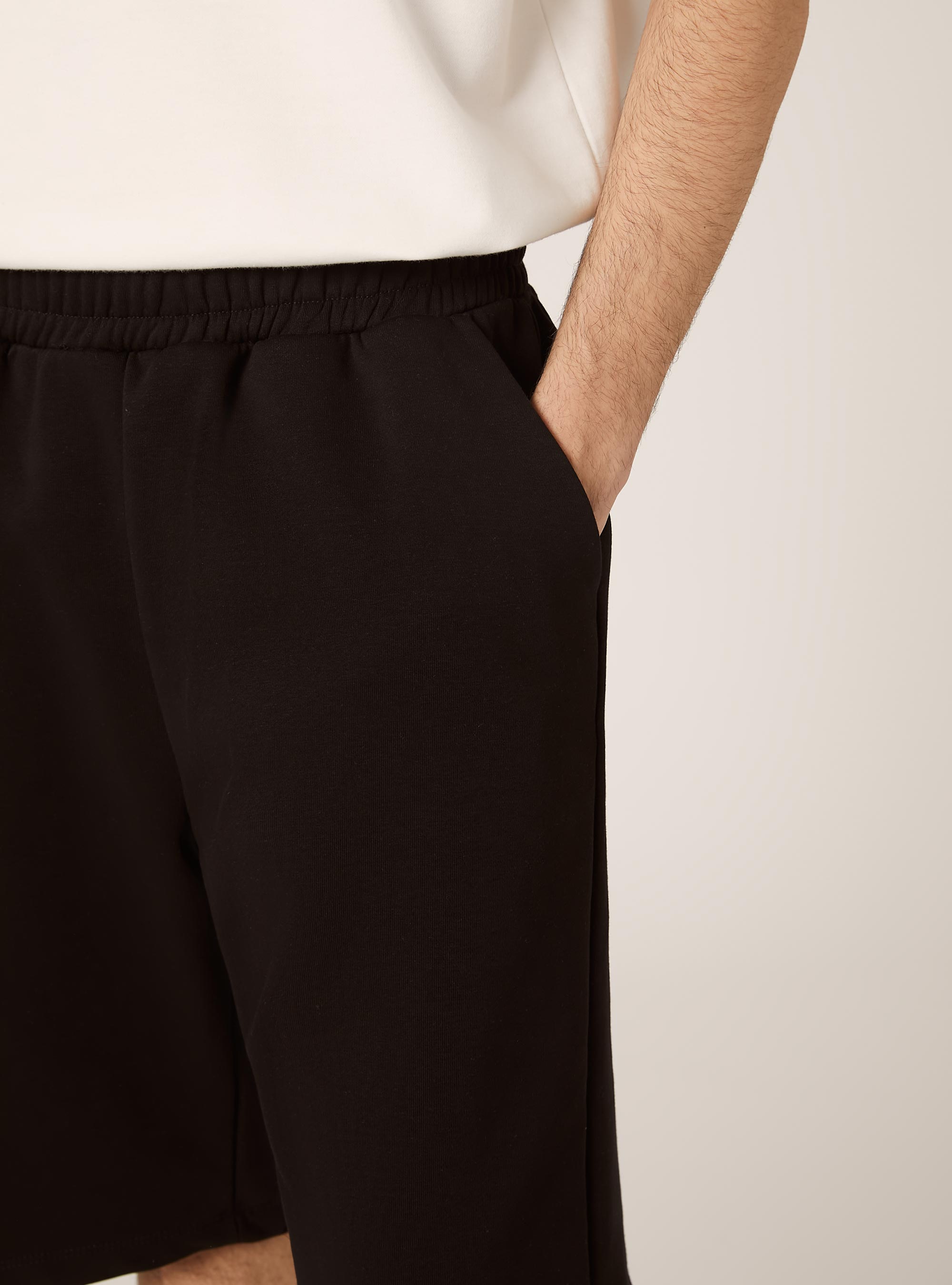 Bermuda loose fit in cotone, BK1 BLACK