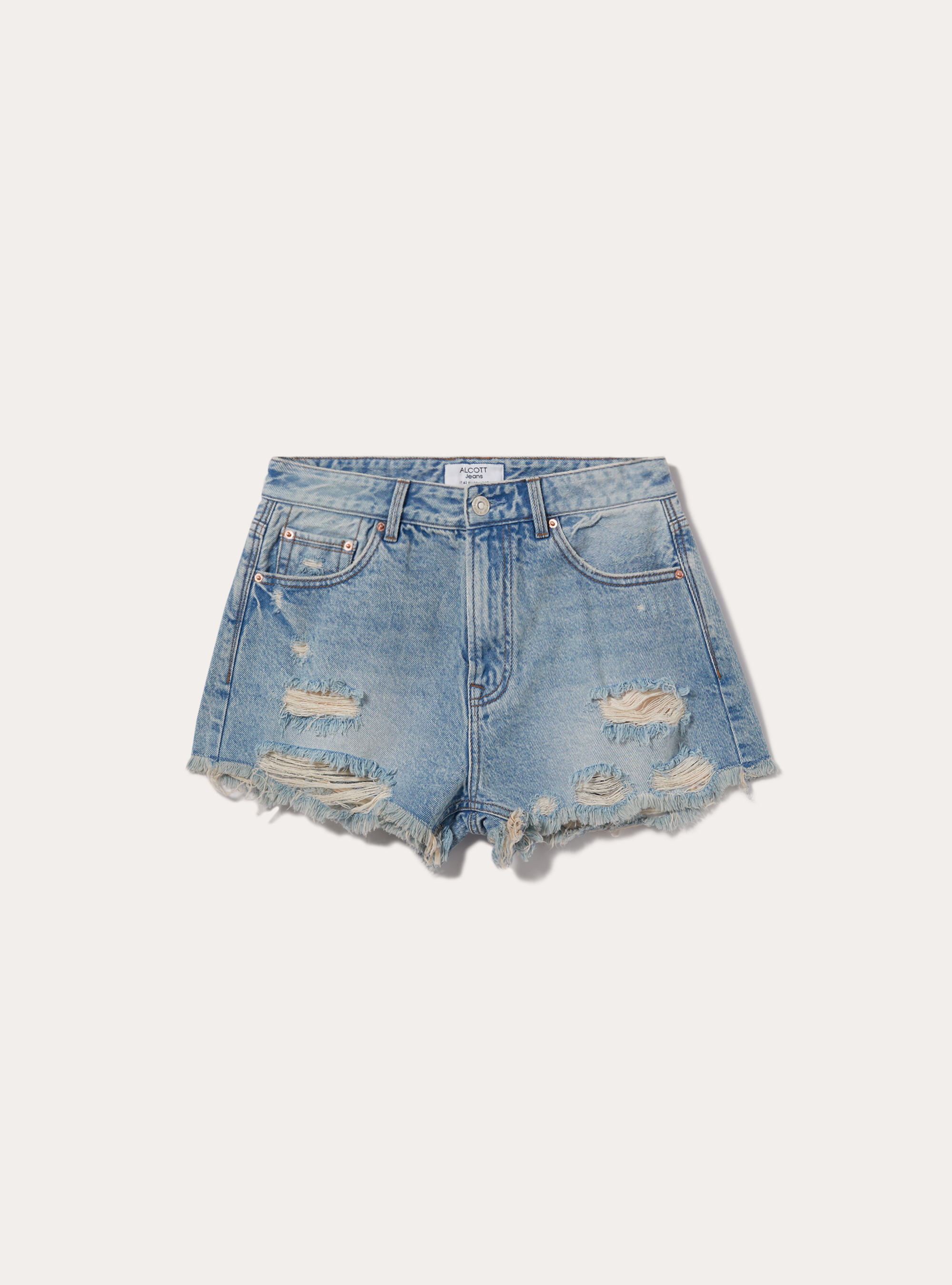 Denim-Shorts mit Unterbrechungen, D005 LIGHT BLUE