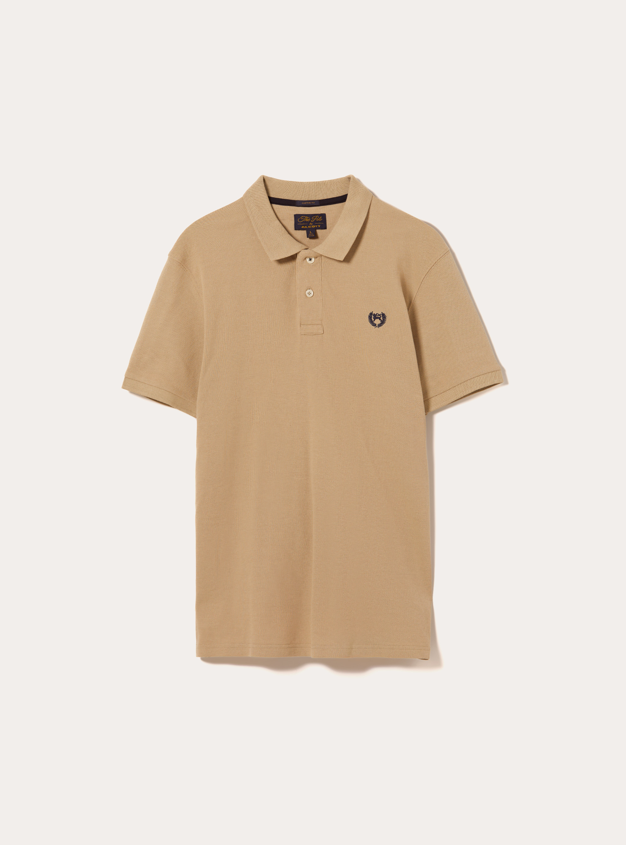 Cotton piqu&eacute; polo shirt with embroidery, BG2 BEIGE MEDIUM