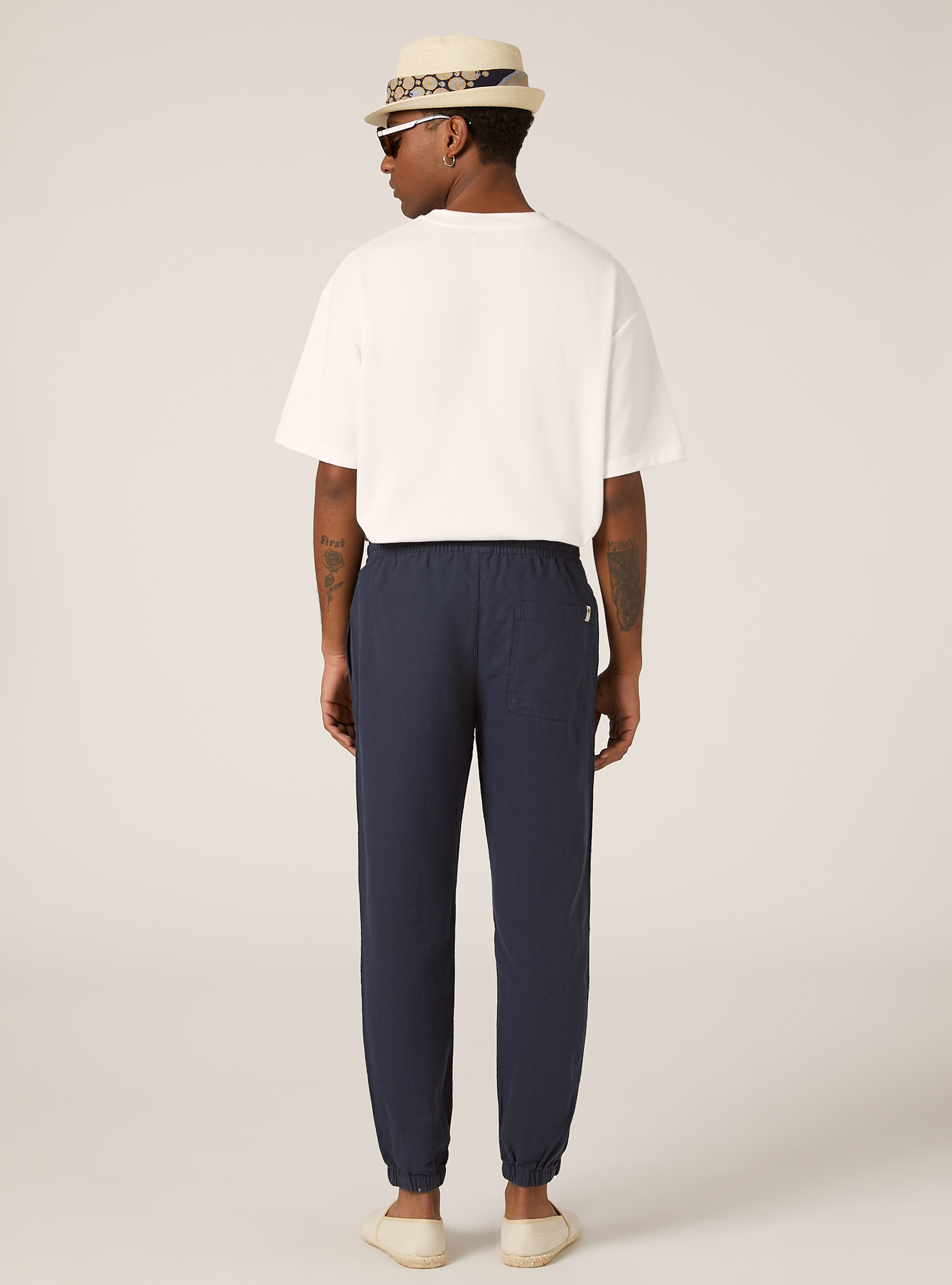 Pantalón jogger en mezcla de lino, NA2 NAVY MEDIUM