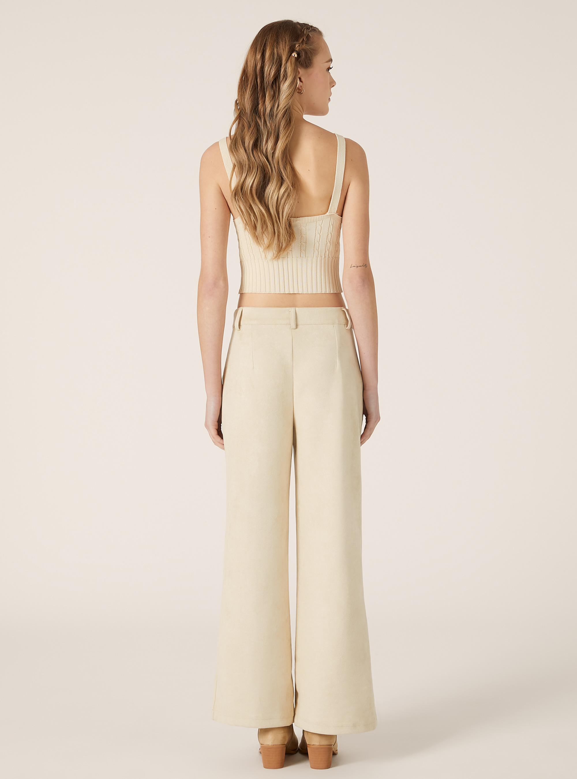 Suede-effect tailoring trousers, BG3 BEIGE LIGHT