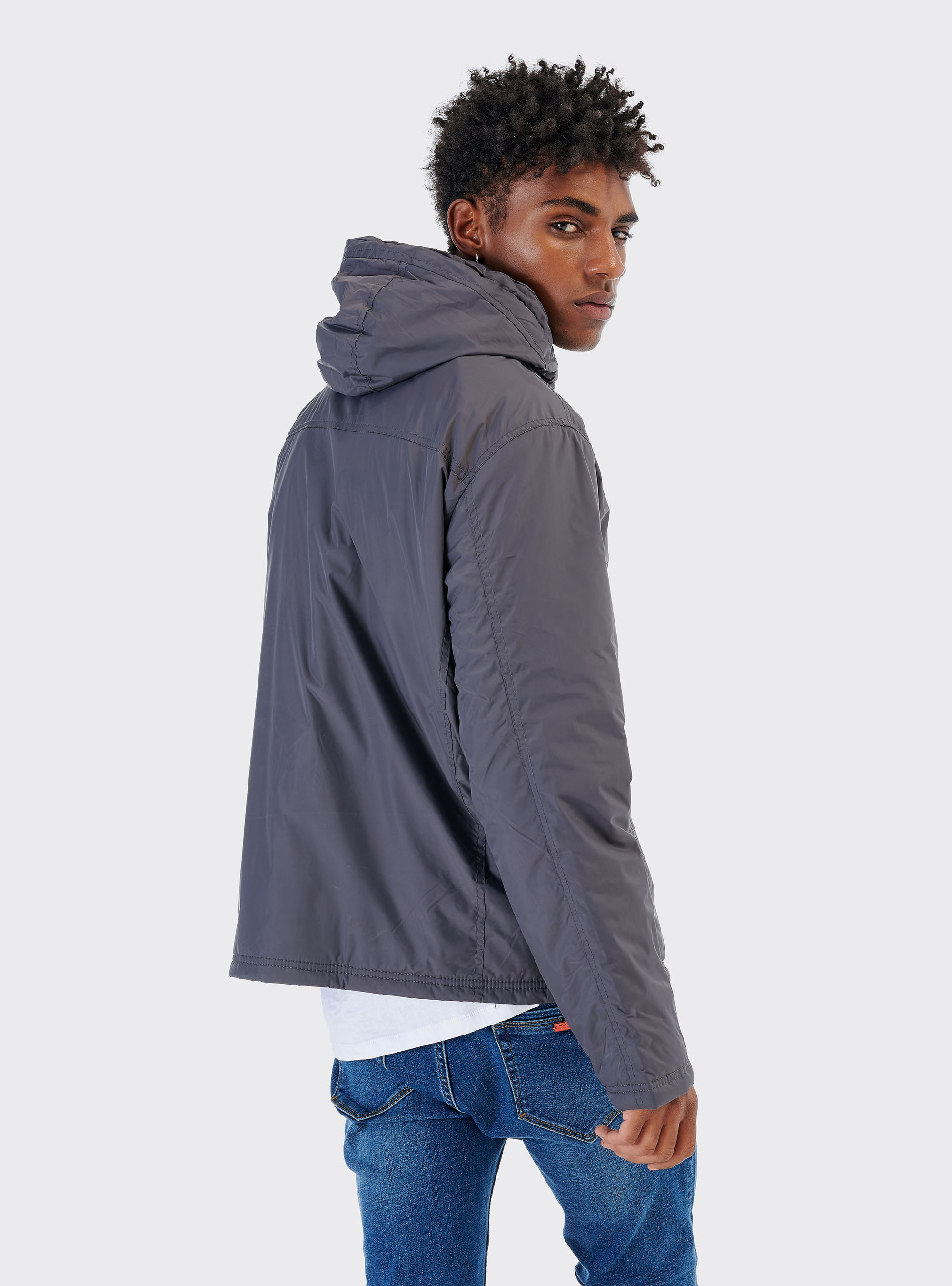 Giubbotto con cappuccio, GRIGIO