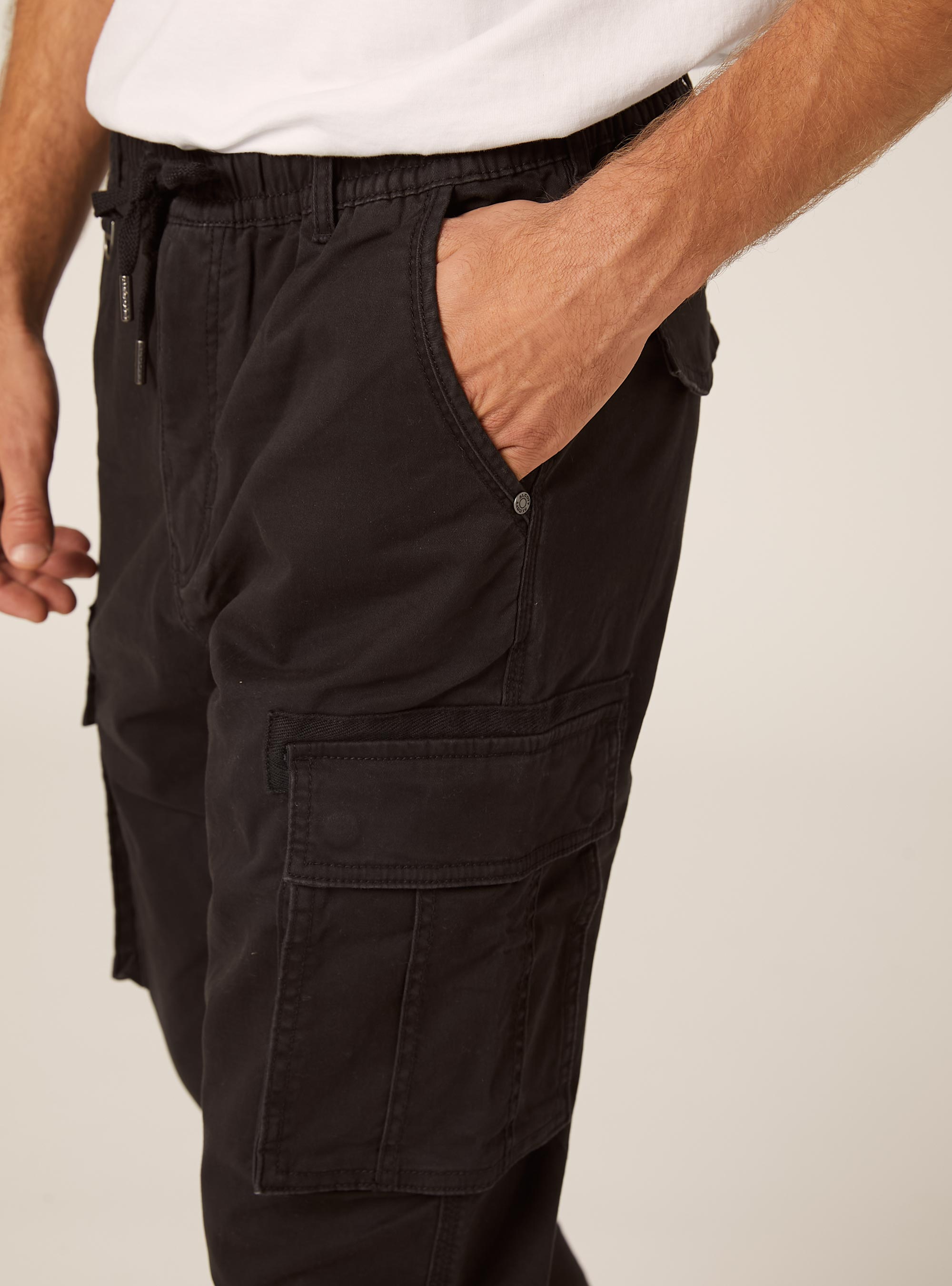 Stretch twill cargo jogger pants, BK1 BLACK