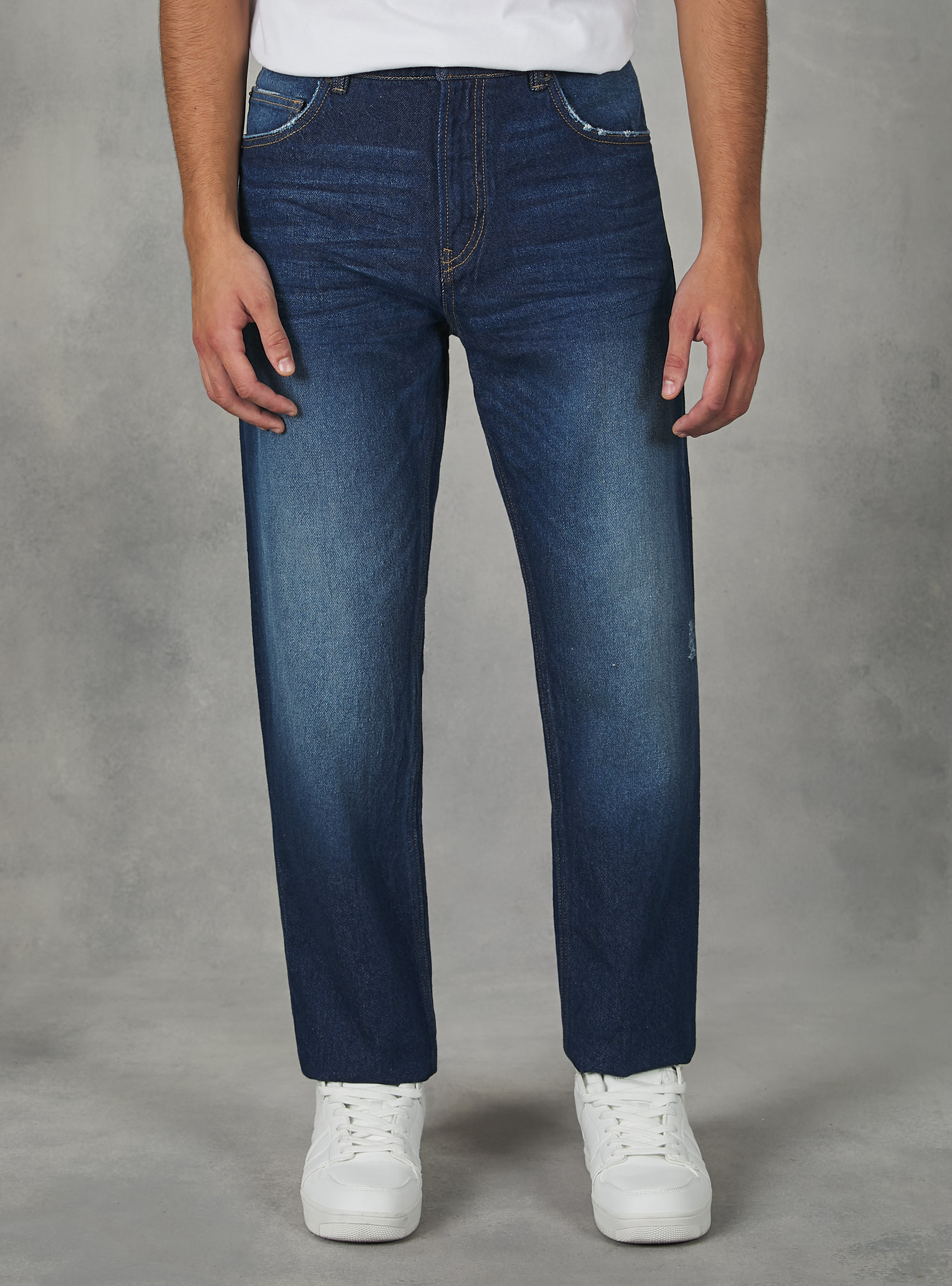 Straight Fit Cotton Jeans, D001 DEEP BLUE