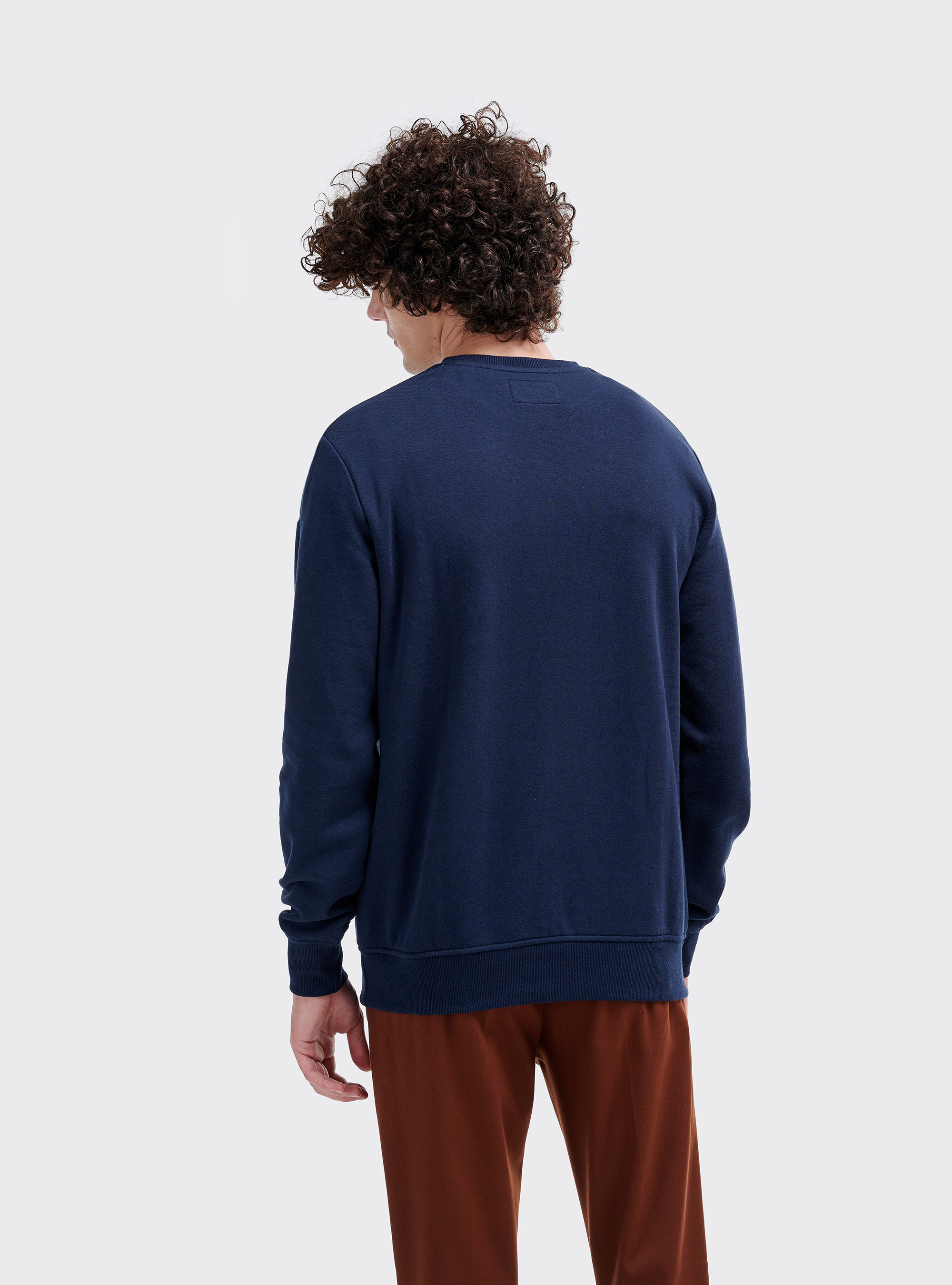 Sweat-shirt à col rond avec impression college, C2254 BLUE