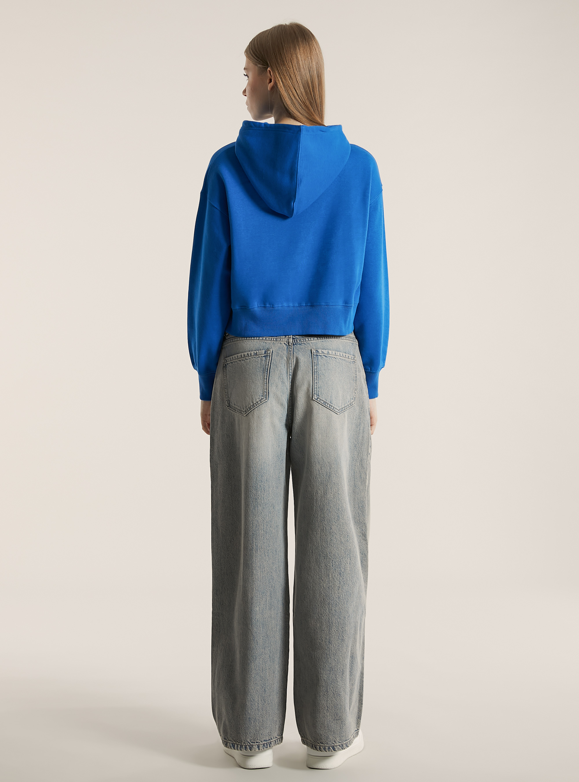 Boxy fit hooded sweatshirt, RY2 ROYALE MEDIUM