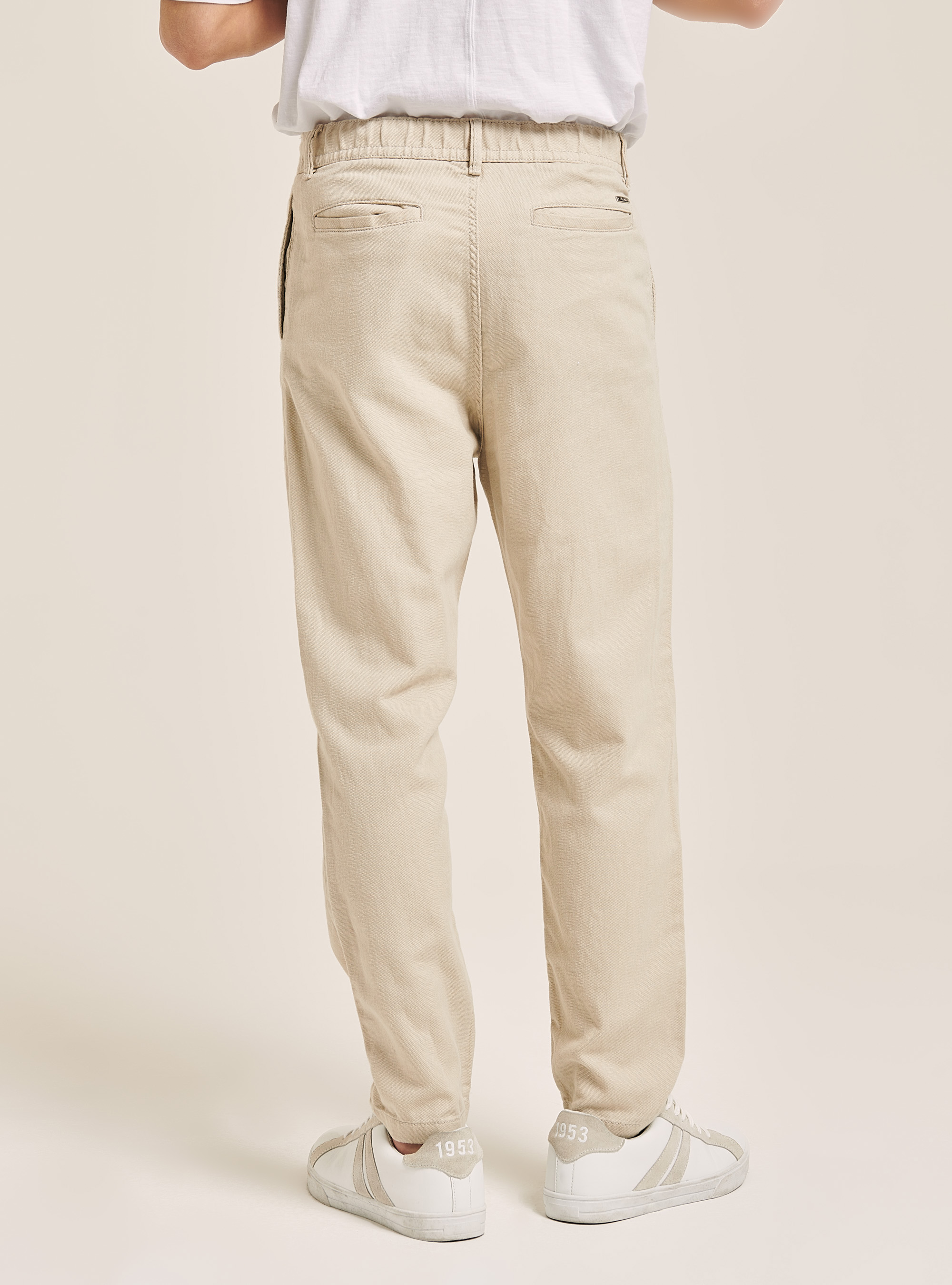 Linen blend lace-up pants, C017 WHITE
