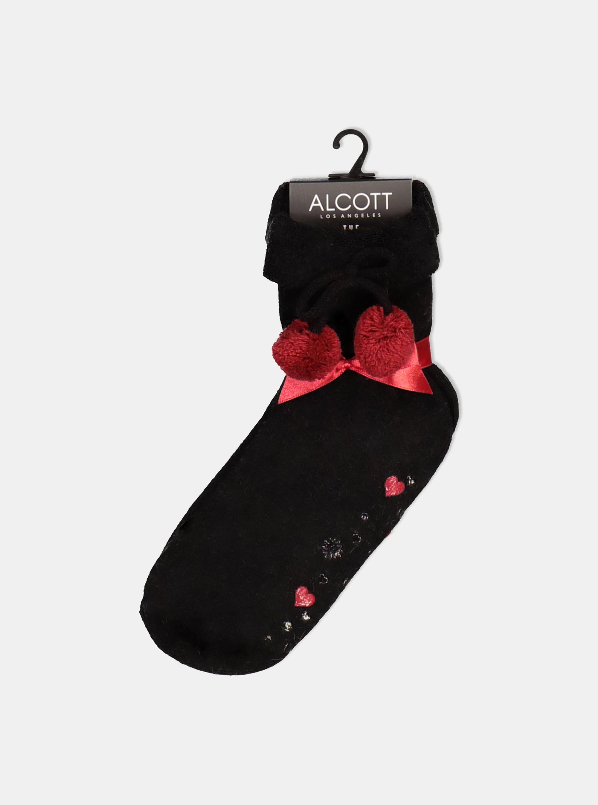 Calzini antiscivolo con pom pom, NERO