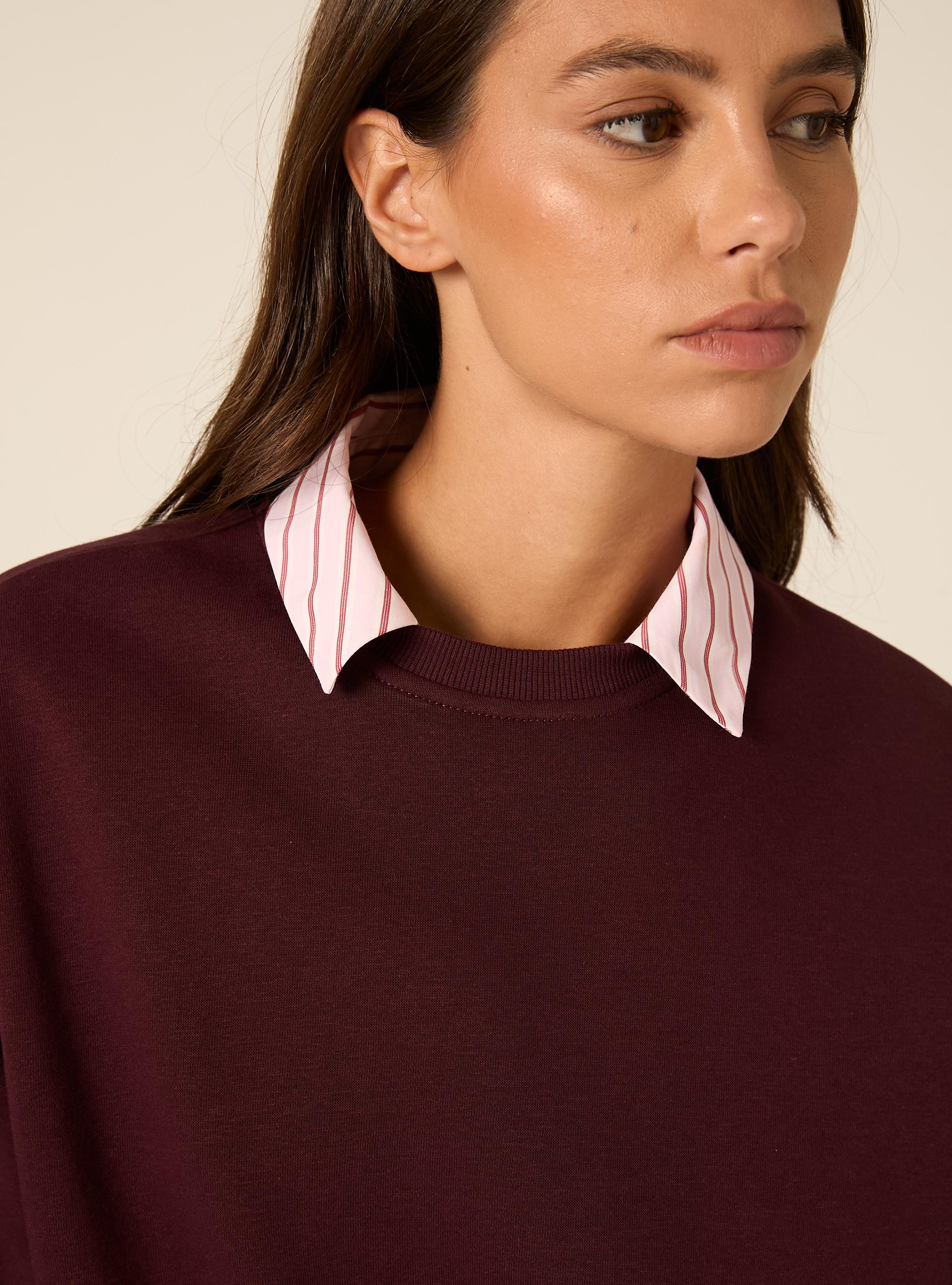 Felpa girocollo, BO1 BORDEAUX DARK