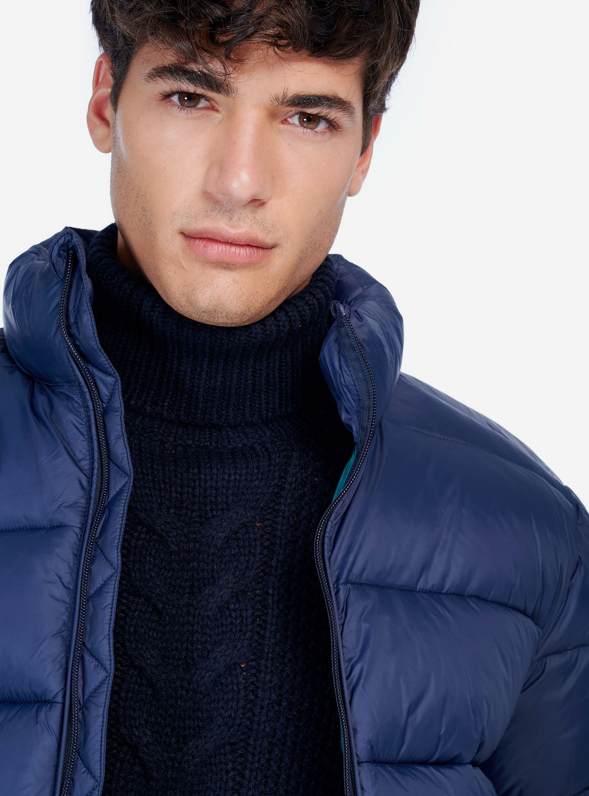 Blouson puffy avec capuche, C2271  BLUE NAVY