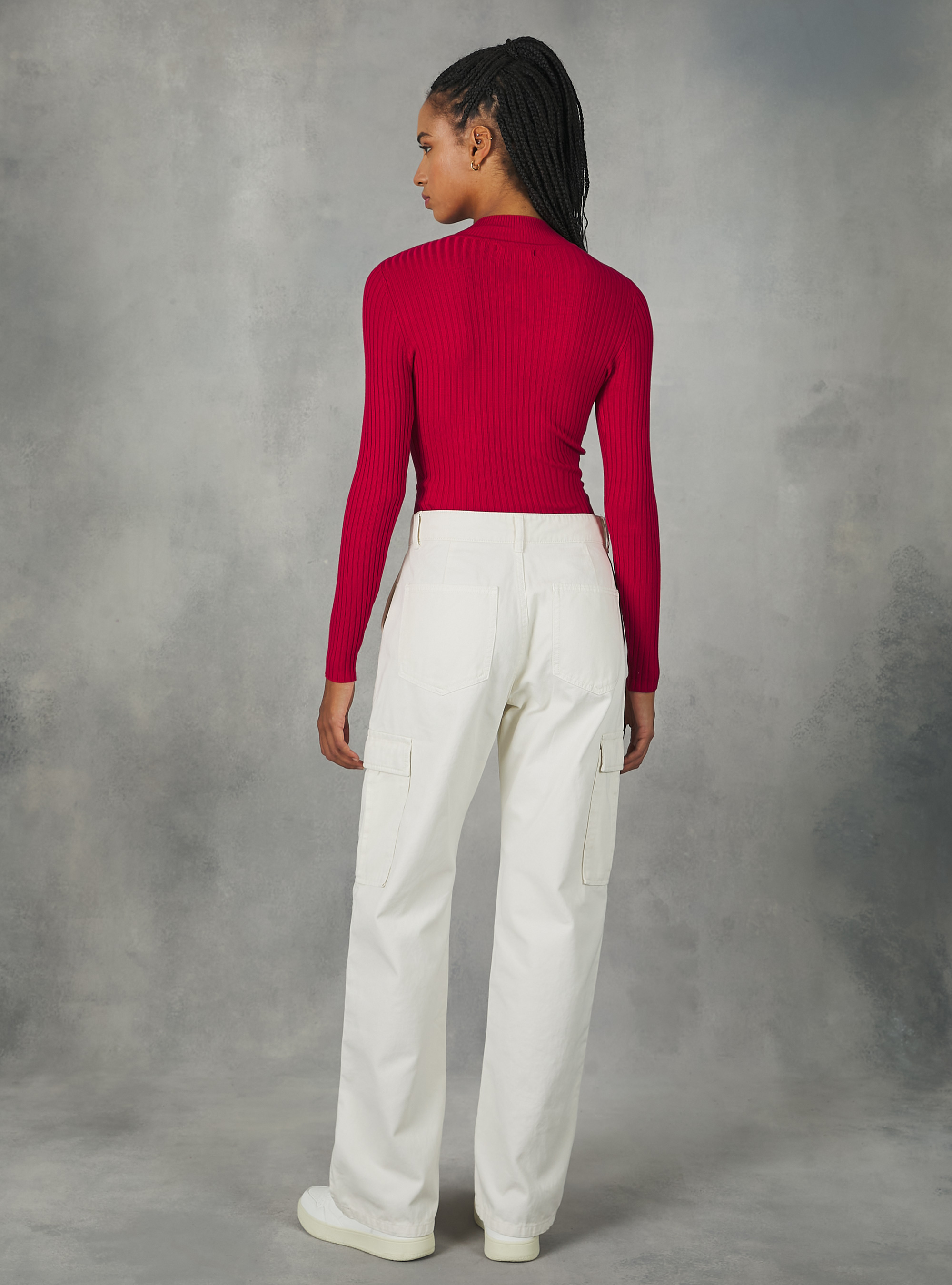 Pull cropped demi-cou cotele, RD1 RED DARK