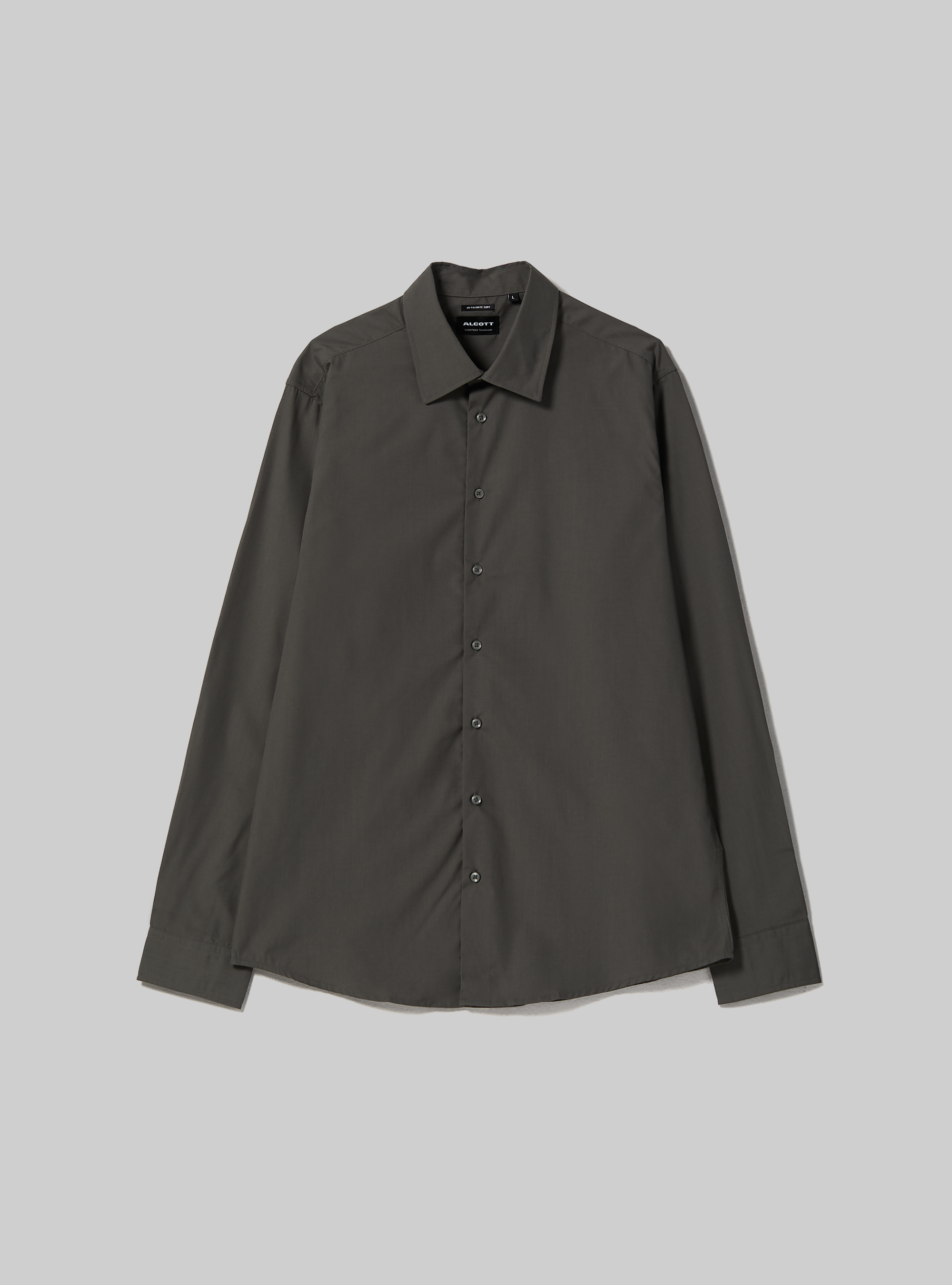Plain-coloured long-sleeved shirt, KY1 KAKY DARK