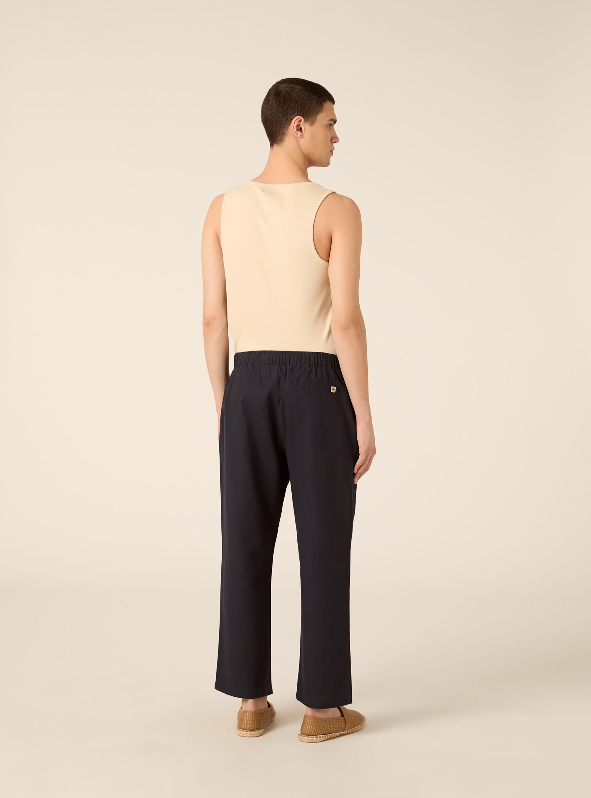 Pantaloni misto lino con coulisse, NA2 NAVY MEDIUM