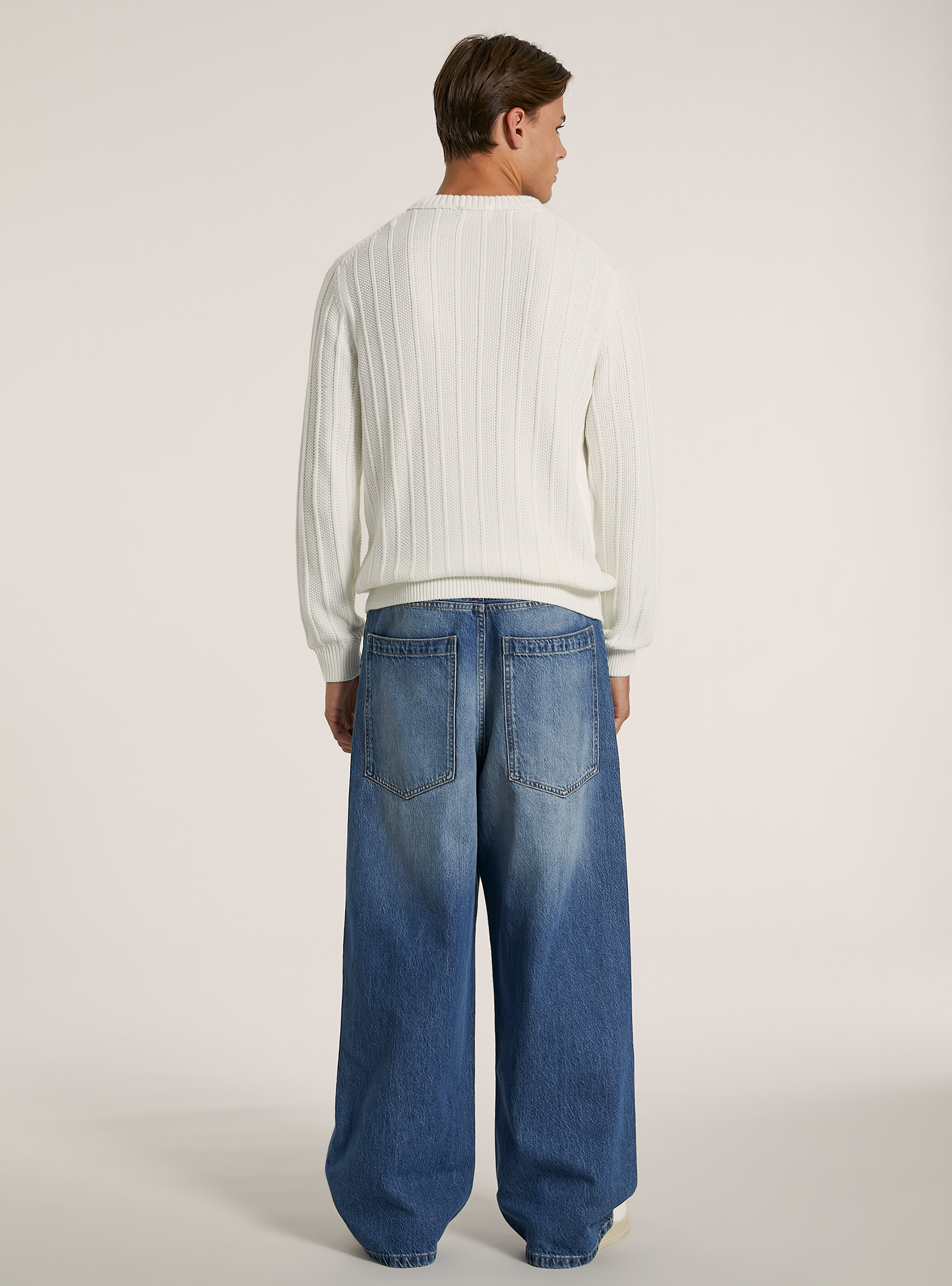 Jersey con textura y corte recto, WH2 WHITE