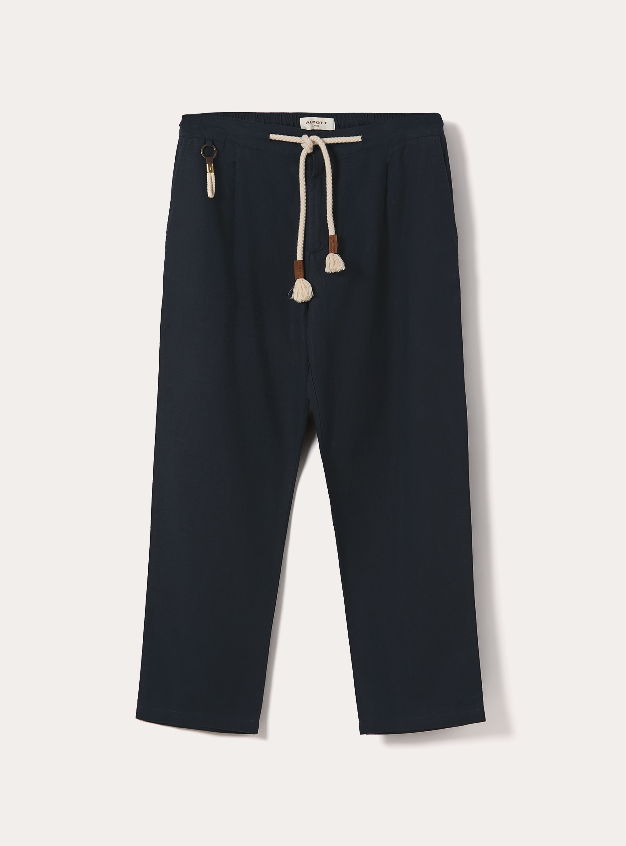 Pantaloni misto lino con coulisse, NA2 NAVY MEDIUM