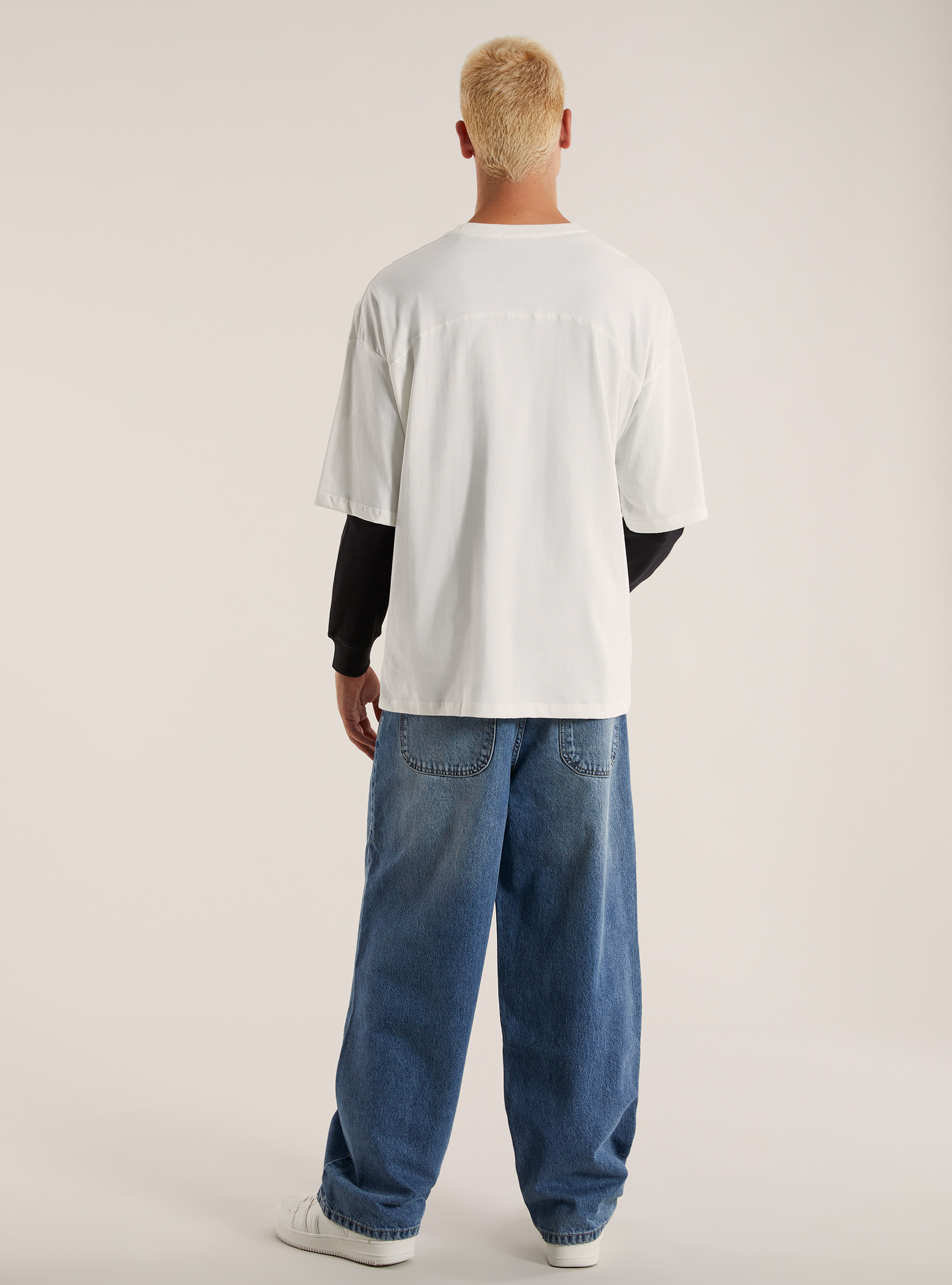 Over fit t-shirt with print, WH2 WHITE