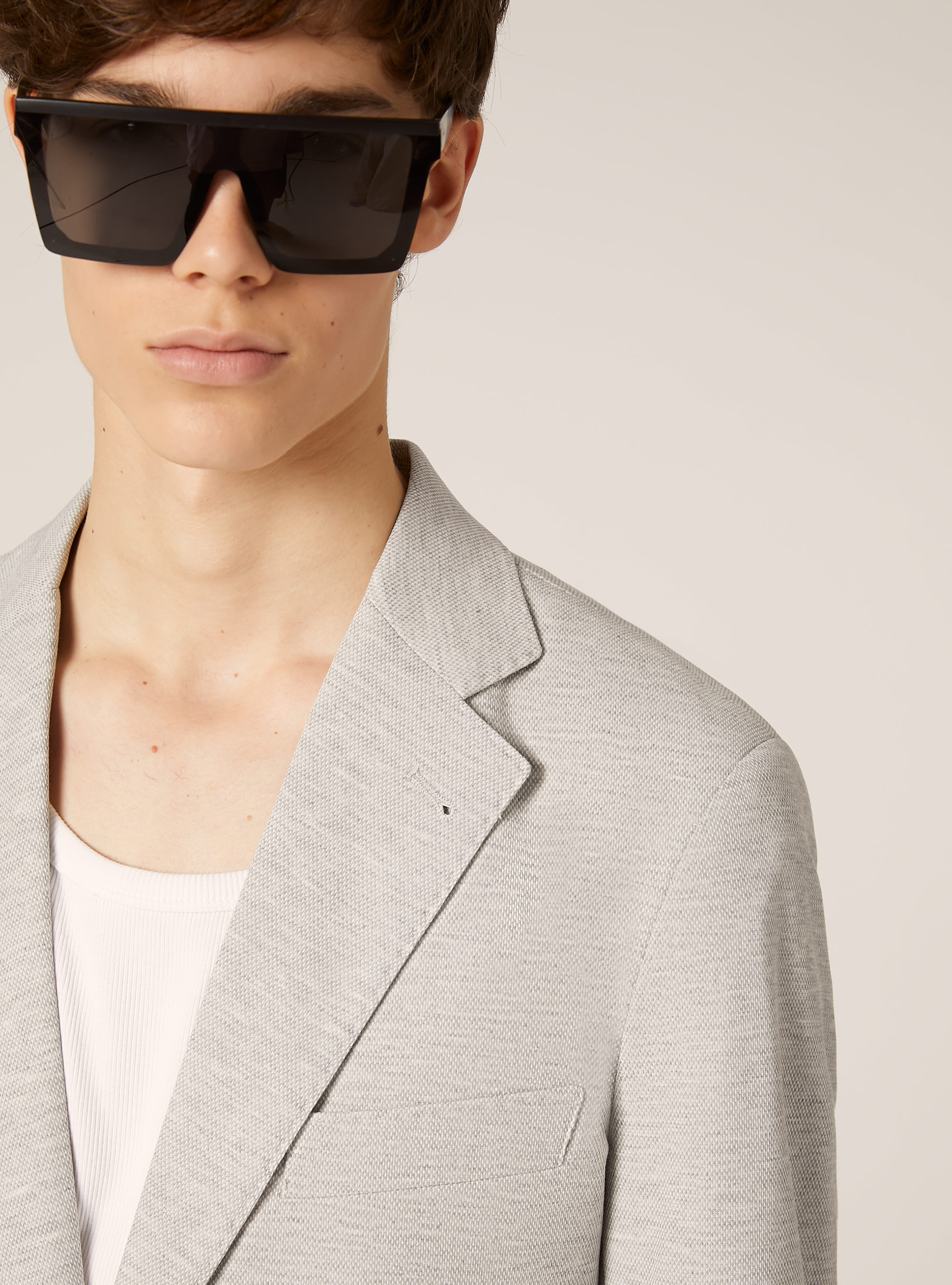 Chaqueta de piqué de algodón, MGY3 GREY MEL LIGHT