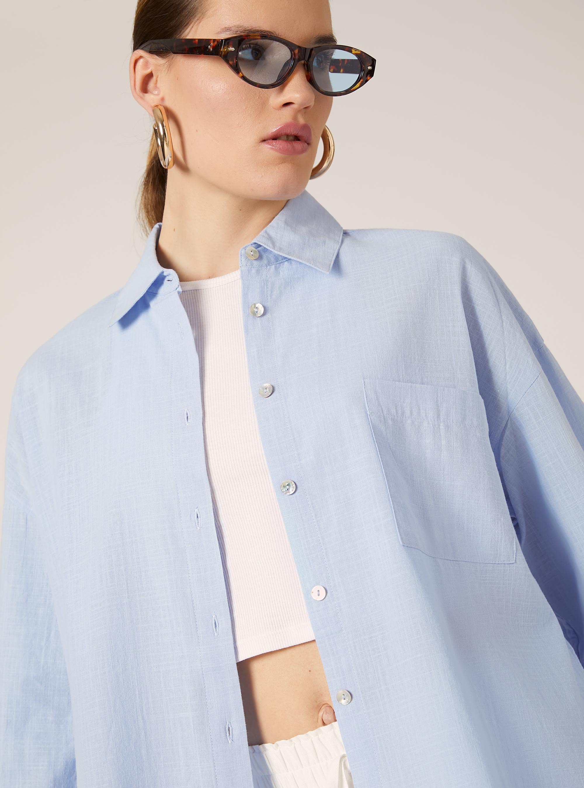 Camisa oversize con bolsillo, AZ3 AZURE LIGHT