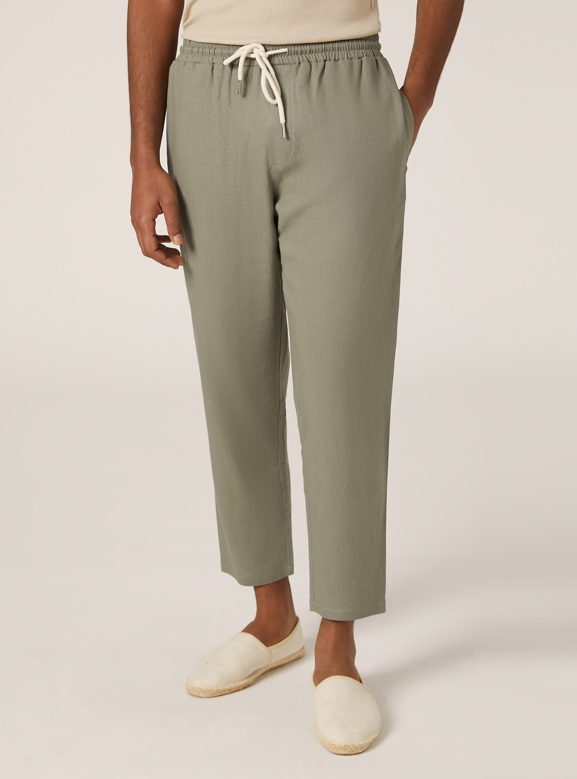 Linen blend jogger trousers, KY3 KAKY LIGHT