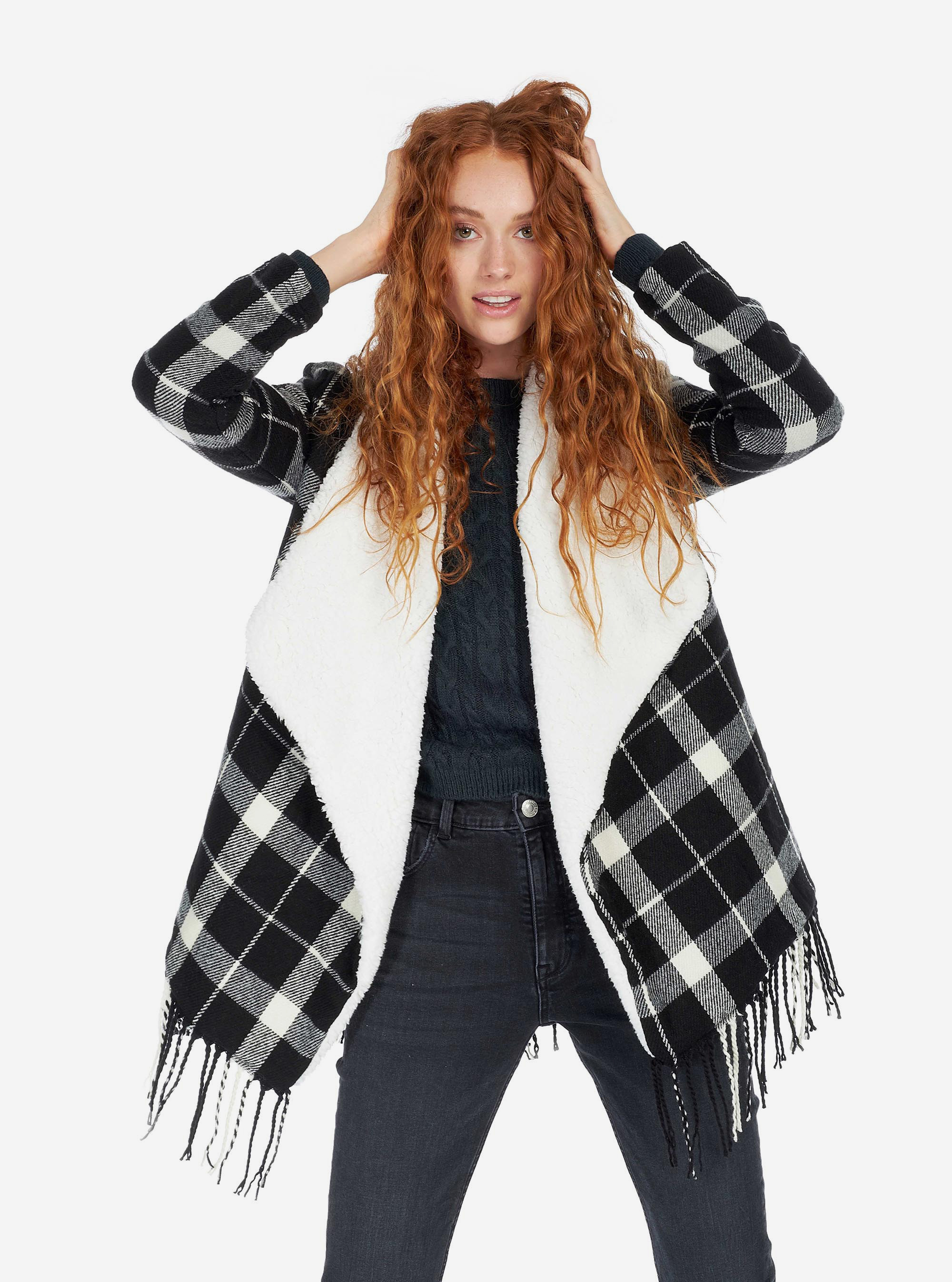 JACKET WITH FRINGES, BLACK